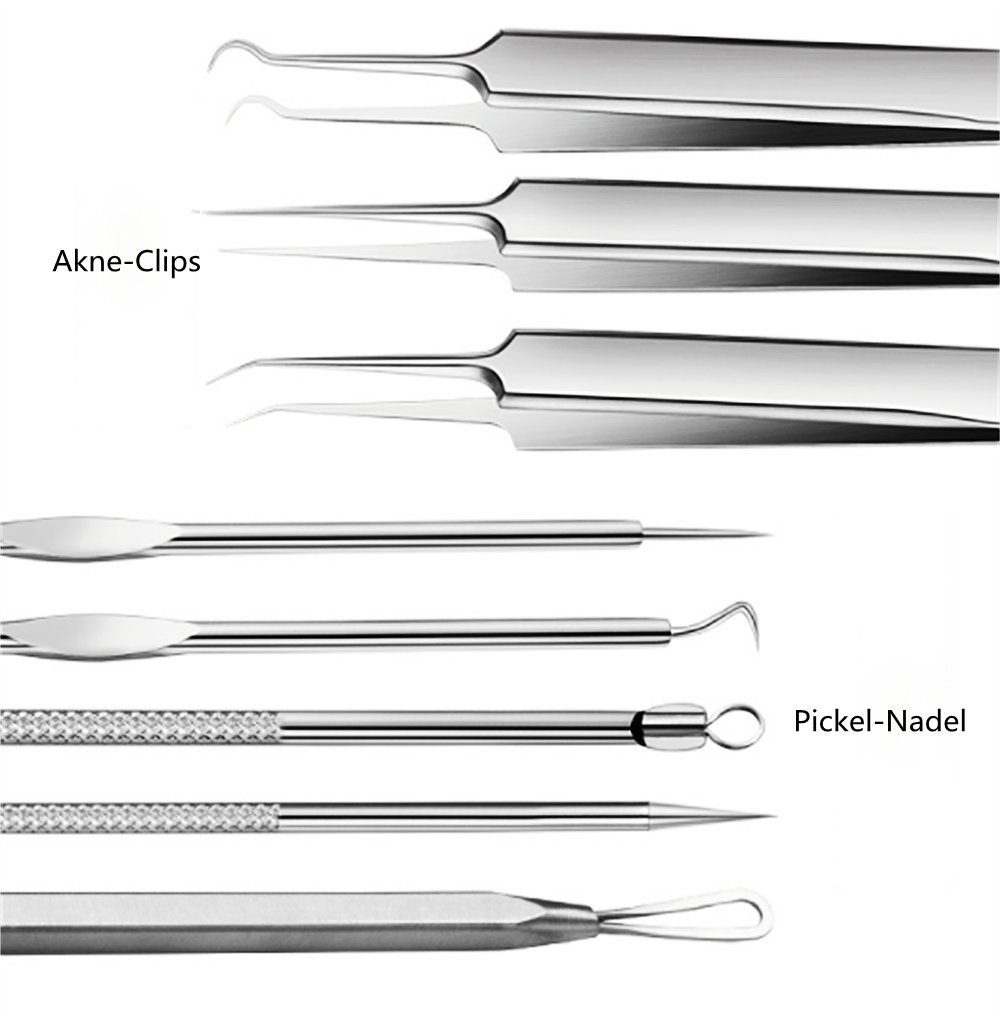 KSYLH Pickelnadel Edelstahl-Akne-Nadel 8-teiliges und 8-teiligesSet,Rost- Akne-Nadel korrosionsbeständig Set,Mitesser-Entfernungs-Nadel