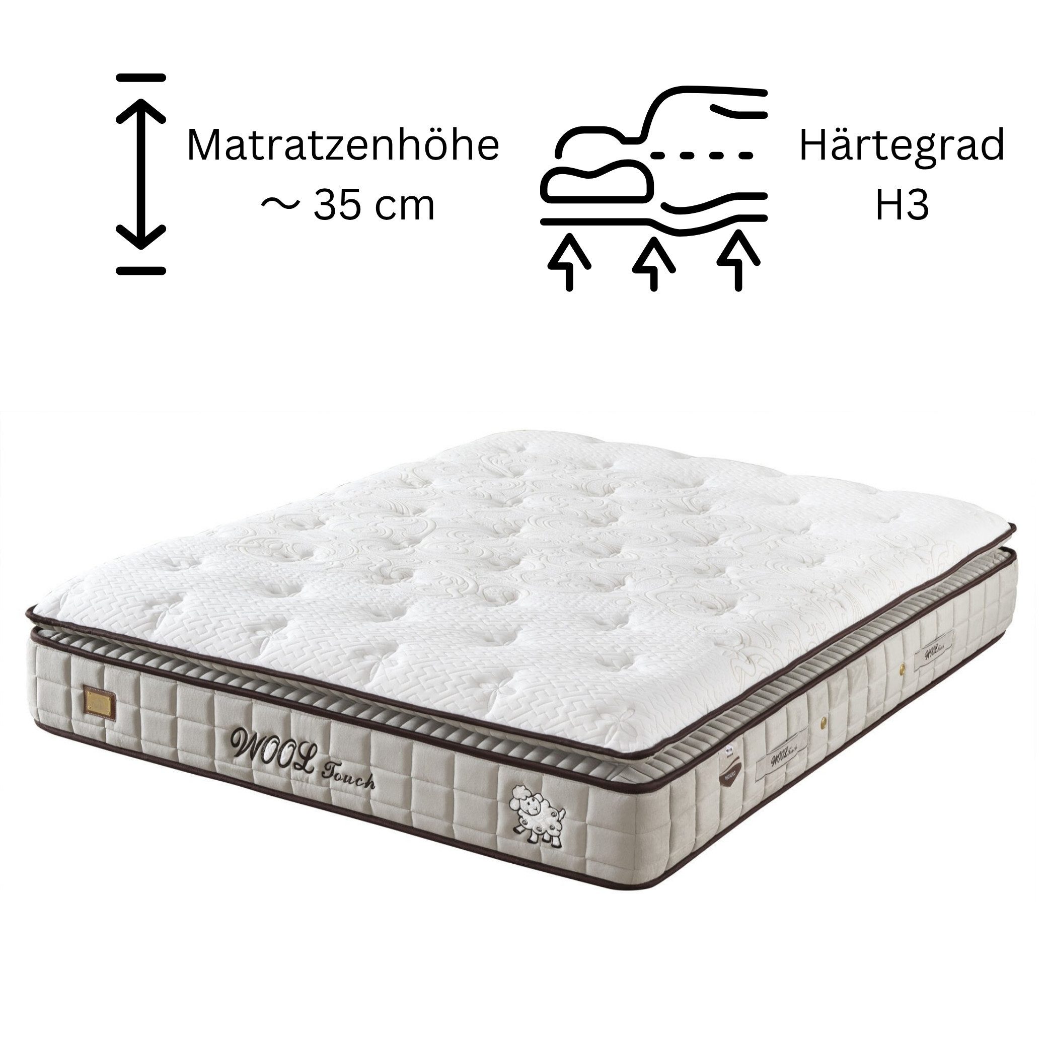 gowoll Boxspringbett 180 x 200 Beige mit Matratze und gepolstertem Kopfteil Luxus bett (Kostenlose Lieferung, gepolstertes Kopfteil + Taschefederkern Matratze + – Bild 4 von 5