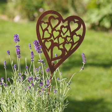 UNUS GARDEN Gartenstecker Stecker Rost Herz mit Herzmuster (1-St)