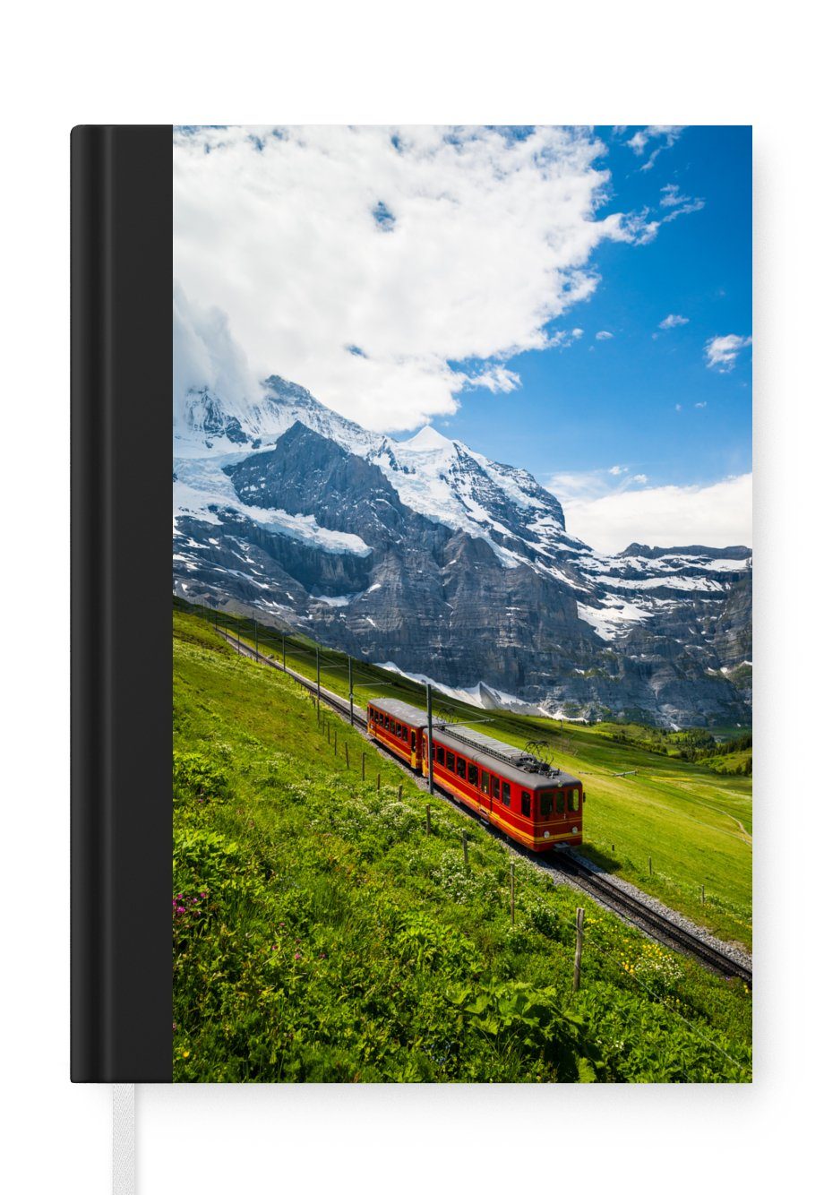 MuchoWow Notizbuch Alpen - Zug - Rot, Journal, Merkzettel, Tagebuch, Notizheft, A5, 98 Seiten, Haushaltsbuch | Notizbücher