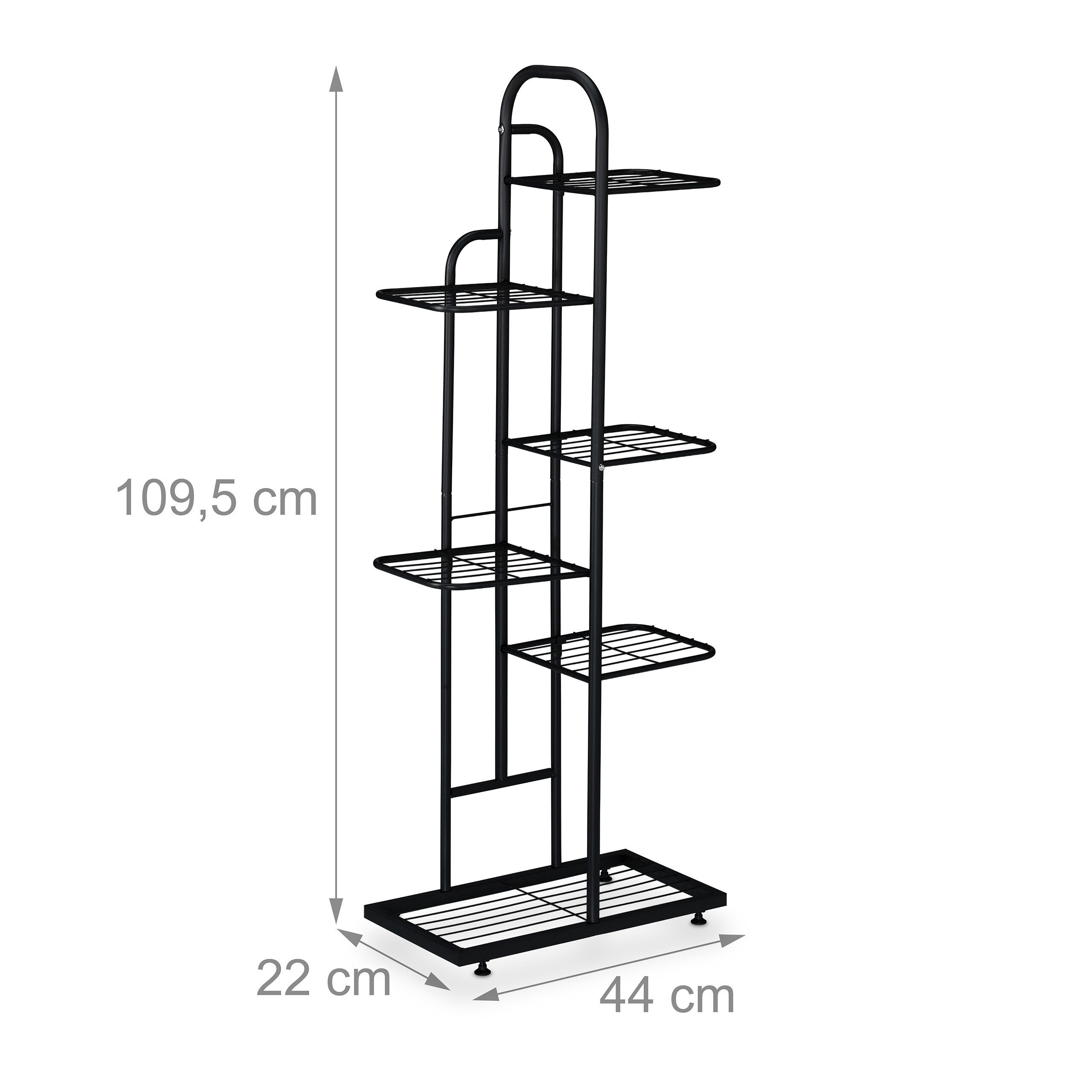 relaxdays Pflanzentreppe Blumenregal aus Metall mit 6 Ablagen (1 St), schwarz – Bild 4 von 5