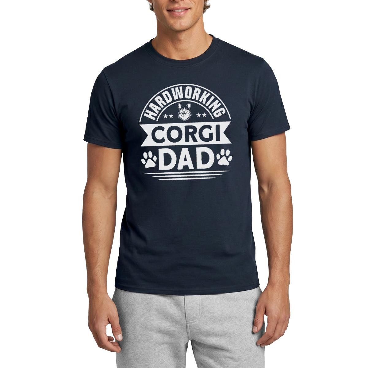 Spreadshirt T-Shirt Hardworking Corgi Dad Männer T-Shirt (1-tlg)