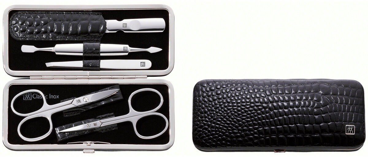 Maniküre-Etui CLASSIC INOX RAHMEN-ETUI SCHWARZ KROKO