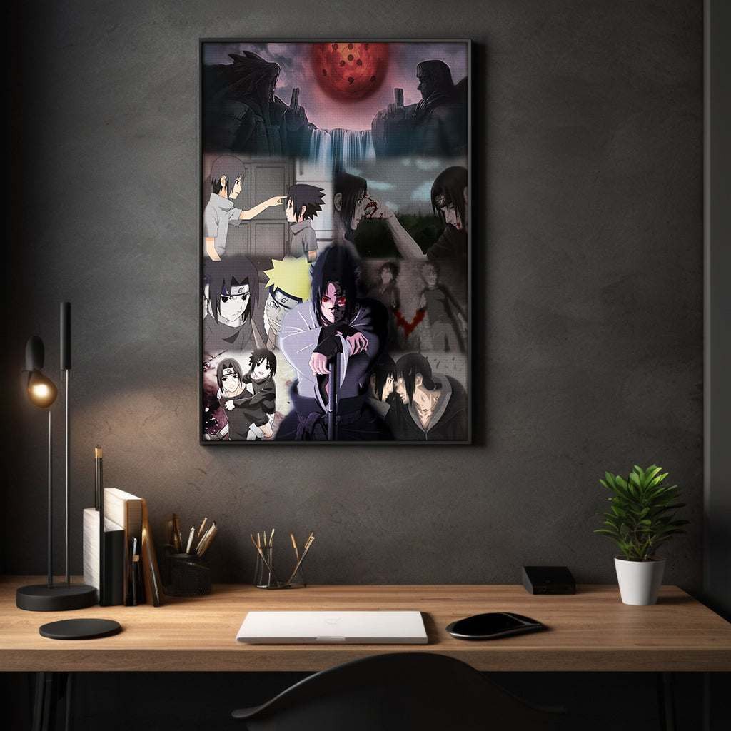 SimpleCanvas Wandbild Sasuke's Revenge x SHADOW030 - Anime Leinwandbild, Wandbild Naruto, Sasuke, Itachi