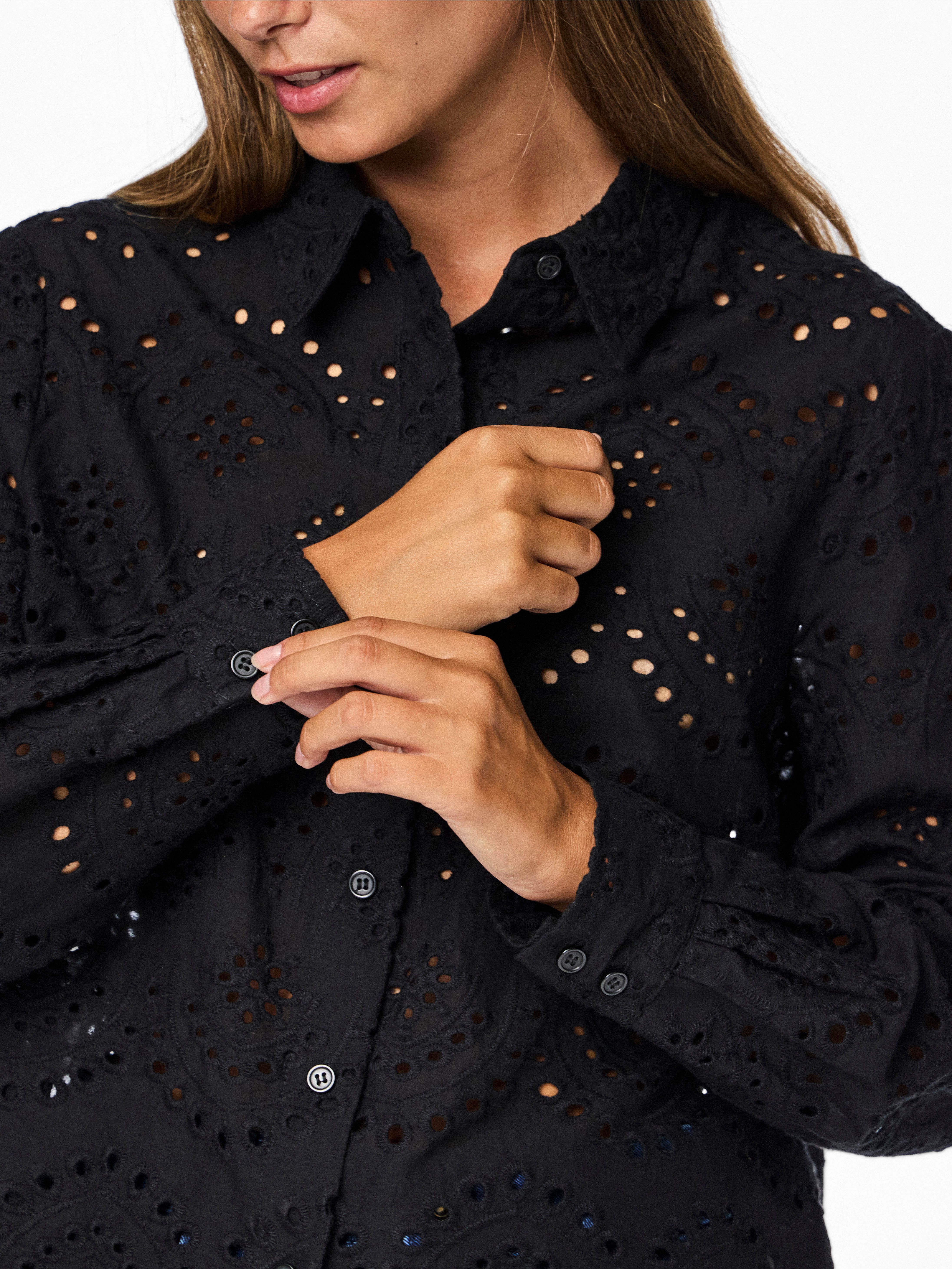 pieces Spitzenbluse PCVILDE LS SHIRT WVN günstig online kaufen