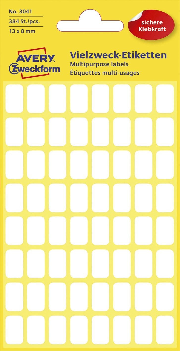 Etikett 3041 Mini-Organisations-Etiketten 13 x 8 mm 6 Blatt/384 Etiketten weiß