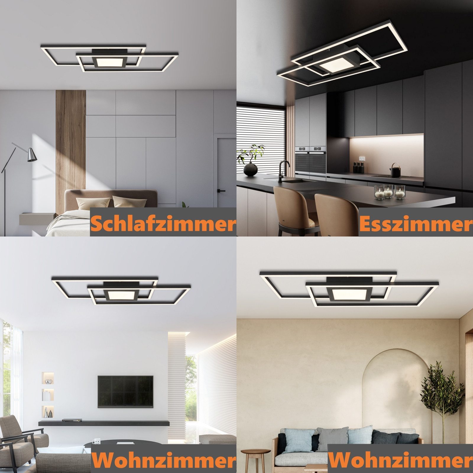 IMPTS Deckenleuchte Deckenbeleuchtung Schwarz Dimmbar Deckenlampe mit Nachtlichtfunktion, Dimmbar, LED fest integriert, Warmweiß, Schwarz Leuchten für Wohnzimmer Schlafzimmer Arbeitszimmer Esszimmer