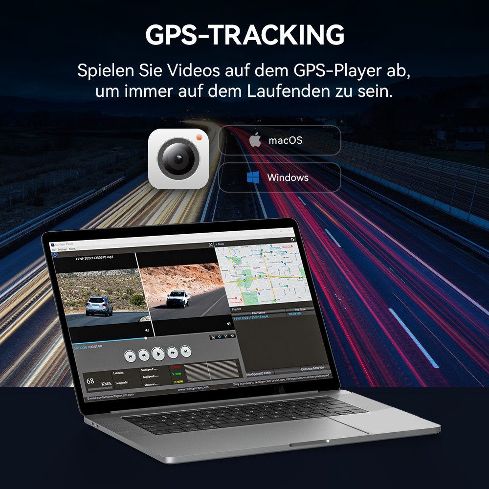 WOLFBOX Super-Nachtsicht Spiegel Dashcam (Vorne 4K UHD, Hinten 1080p, WLAN (Wi-Fi), mit Loop-Aufnahme, GPS,WiFi,24-Stunden-Parkmonitor) – Bild 5 von 5