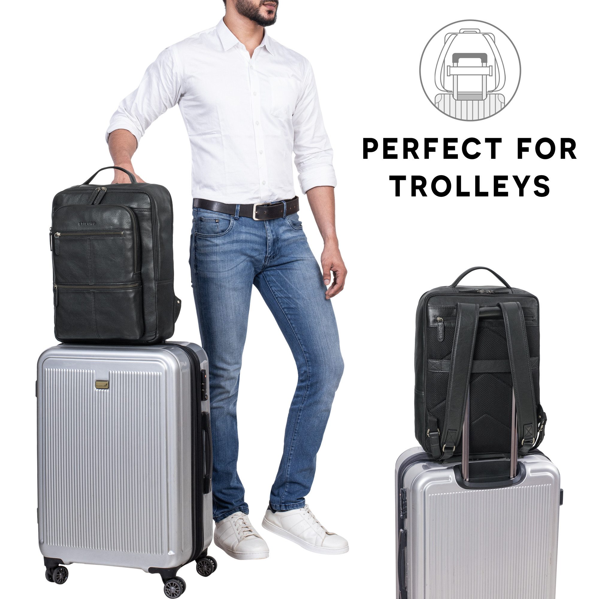 STILORD Notebookrucksack "Coryo" Laptop Rucksack Leder Groß