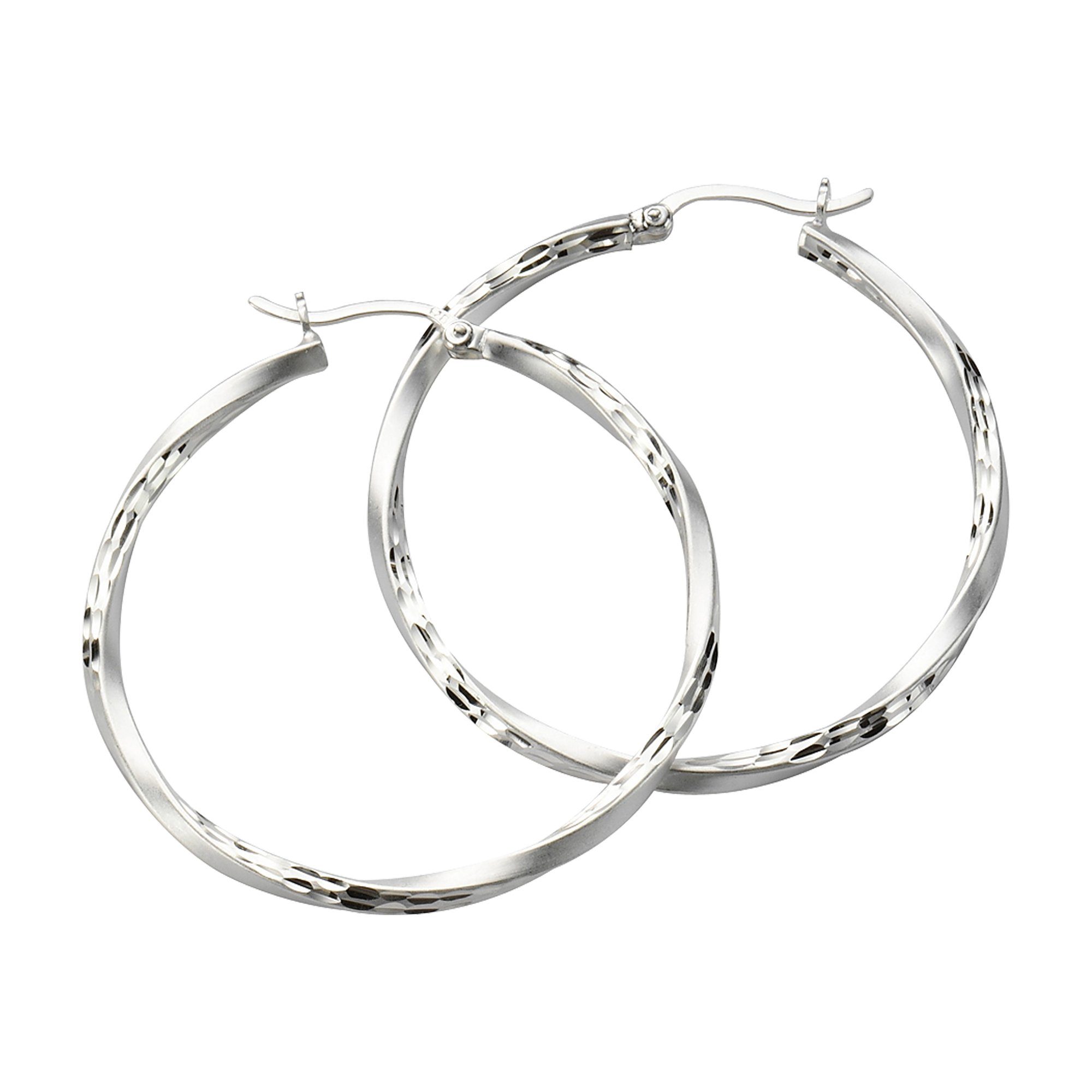 Zeeme Paar Creolen 925 Silber mattiert diamantiert günstig online kaufen