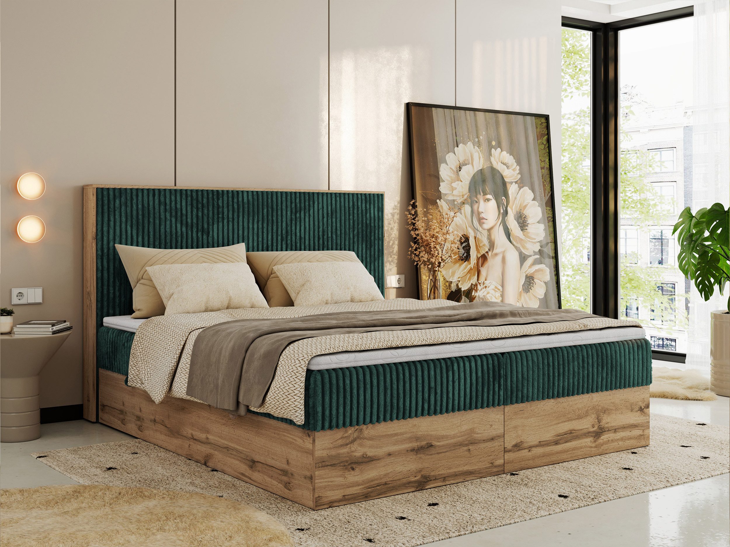 MKS MÖBEL Boxspringbett WOOD CLASSIC (Packung, günstig online kaufen
