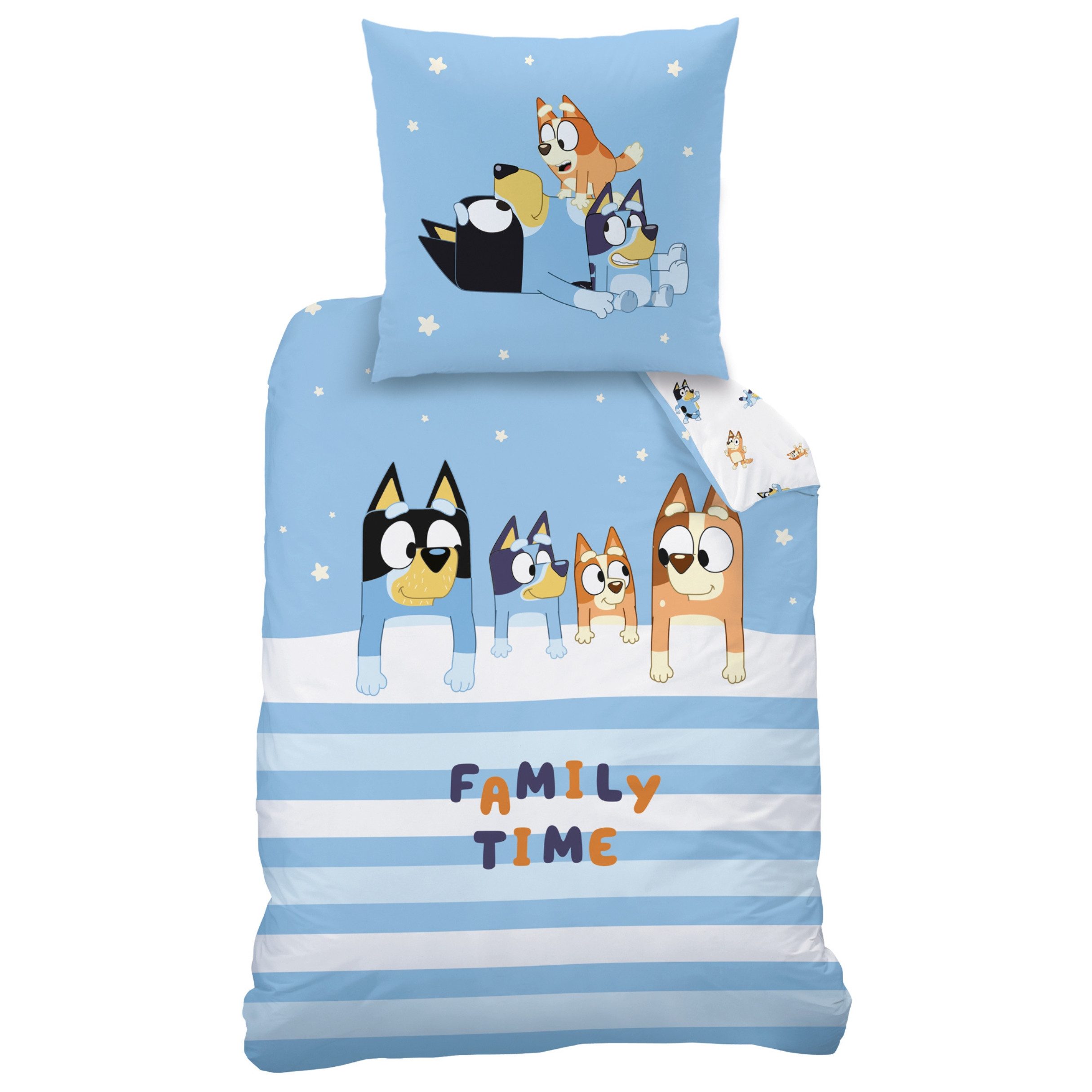MTOnlinehandel Kinderbettwäsche Bluey Family Time 135x200 + 80x80 cm in Ren günstig online kaufen