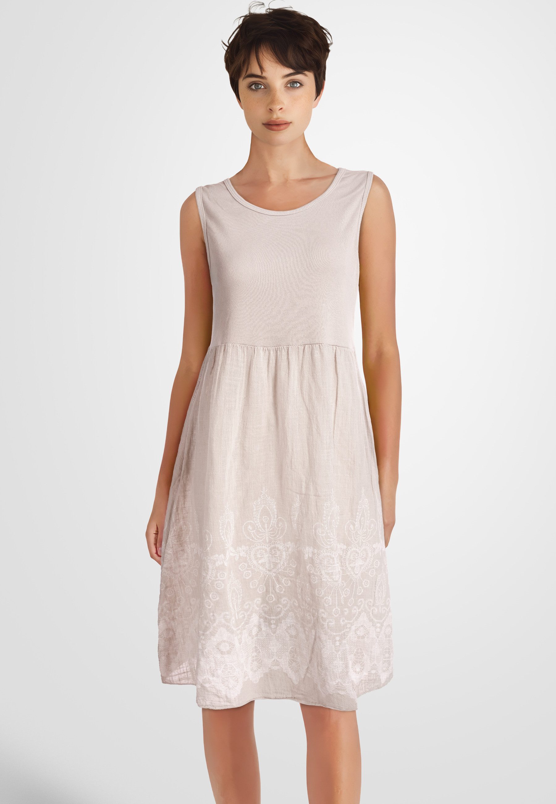 PEKIVESSA Sommerkleid Ärmelloses Trägerkleid aus Rippstrick günstig online kaufen