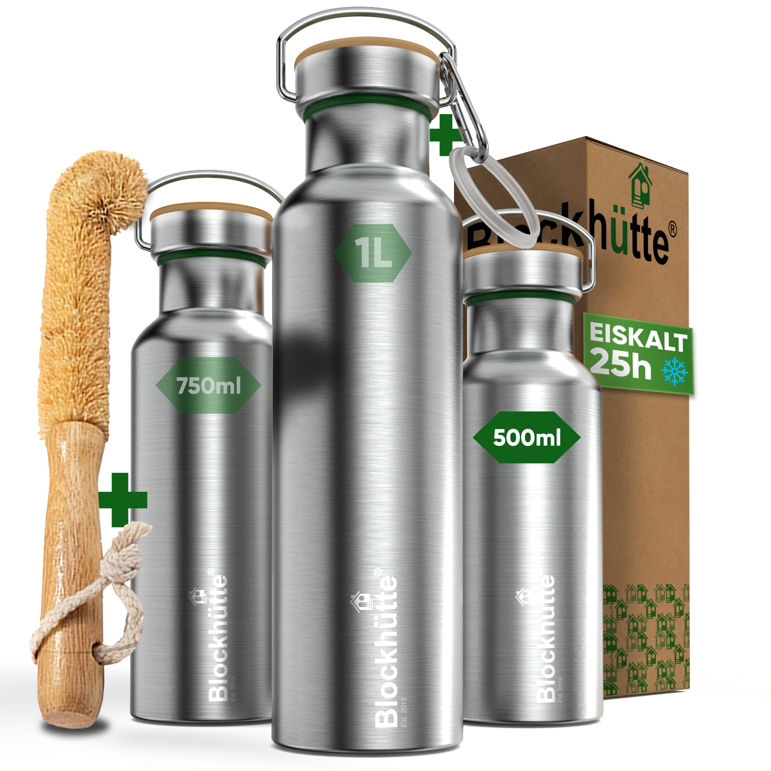 Blockhütte Isolierflasche Blockhütte Trinkflasche - 500ml, Vakuumisoliert, Vakuumisoliert, 24 Stunden kalt, 12 Stunden heiß