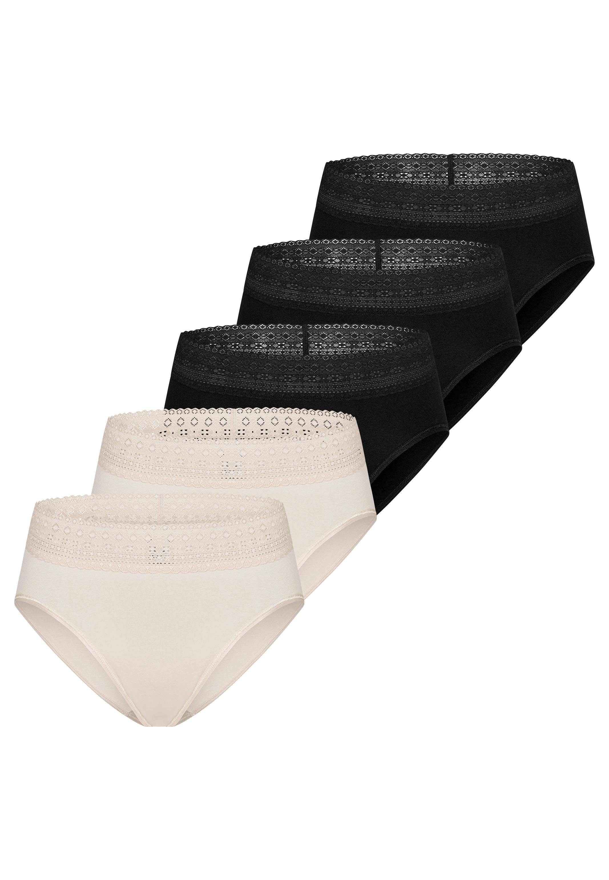 Mey Taillenslip 5er Pack Modal Lace (Spar-Set, 5-St) Taillen Slip - Blickdicht - Breiter Bund mit feiner Spitze