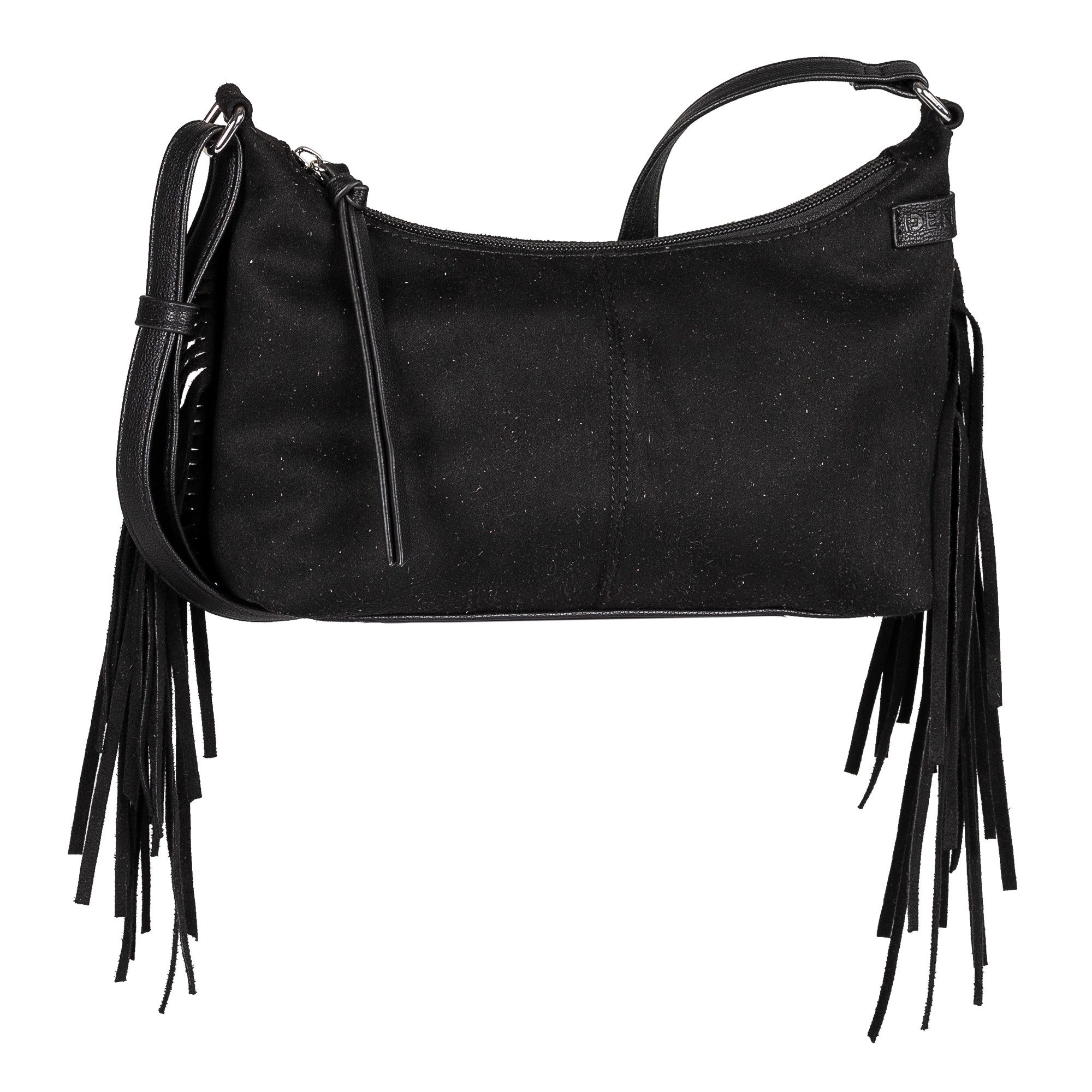 TOM TAILOR Denim Umhängetasche Deyanira, Damen Schultertasche, Handtasche mit weich fallenden Fransen