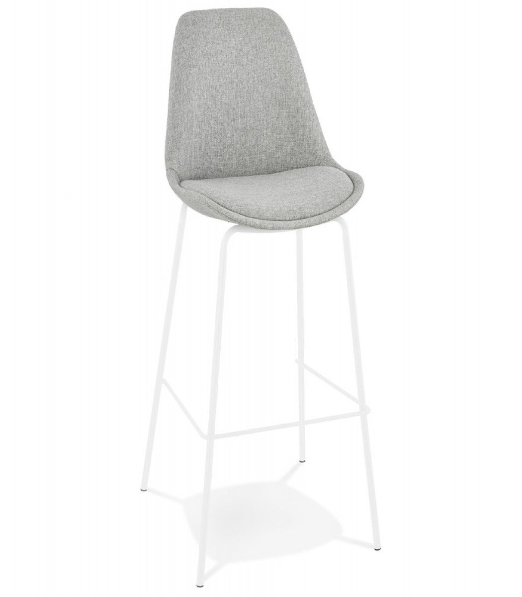 Barhocker Barhocker Stoff Grau Metall Weiß Küchenhocker mit Fußstütze 75 cm