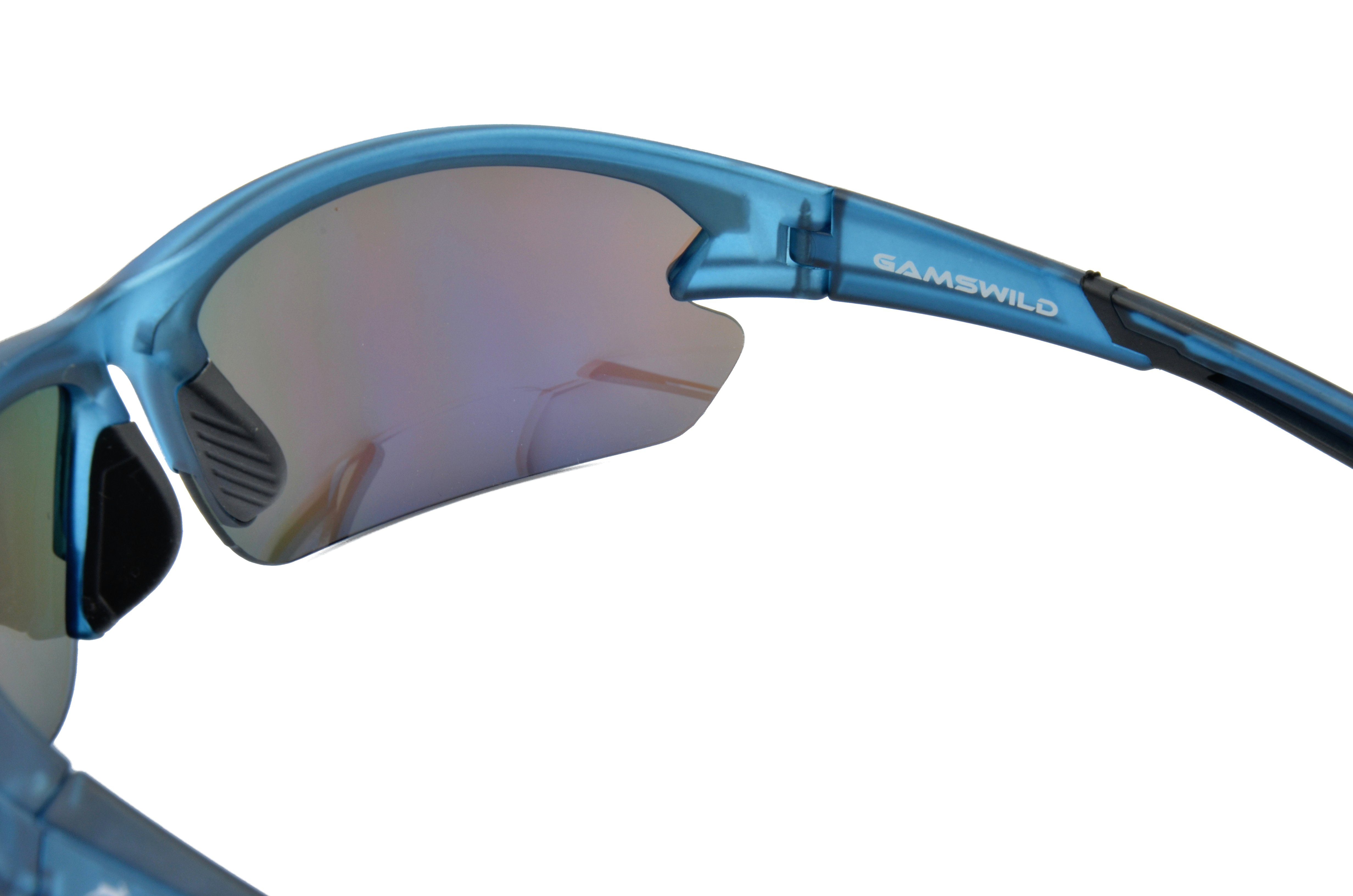 Herren Sonnenbrille Halbrahmenbrille Fahrradbrille WS6028 blau, Unisex, Gamswild Sportbrille rot-orange, Skibrille Damen violett,