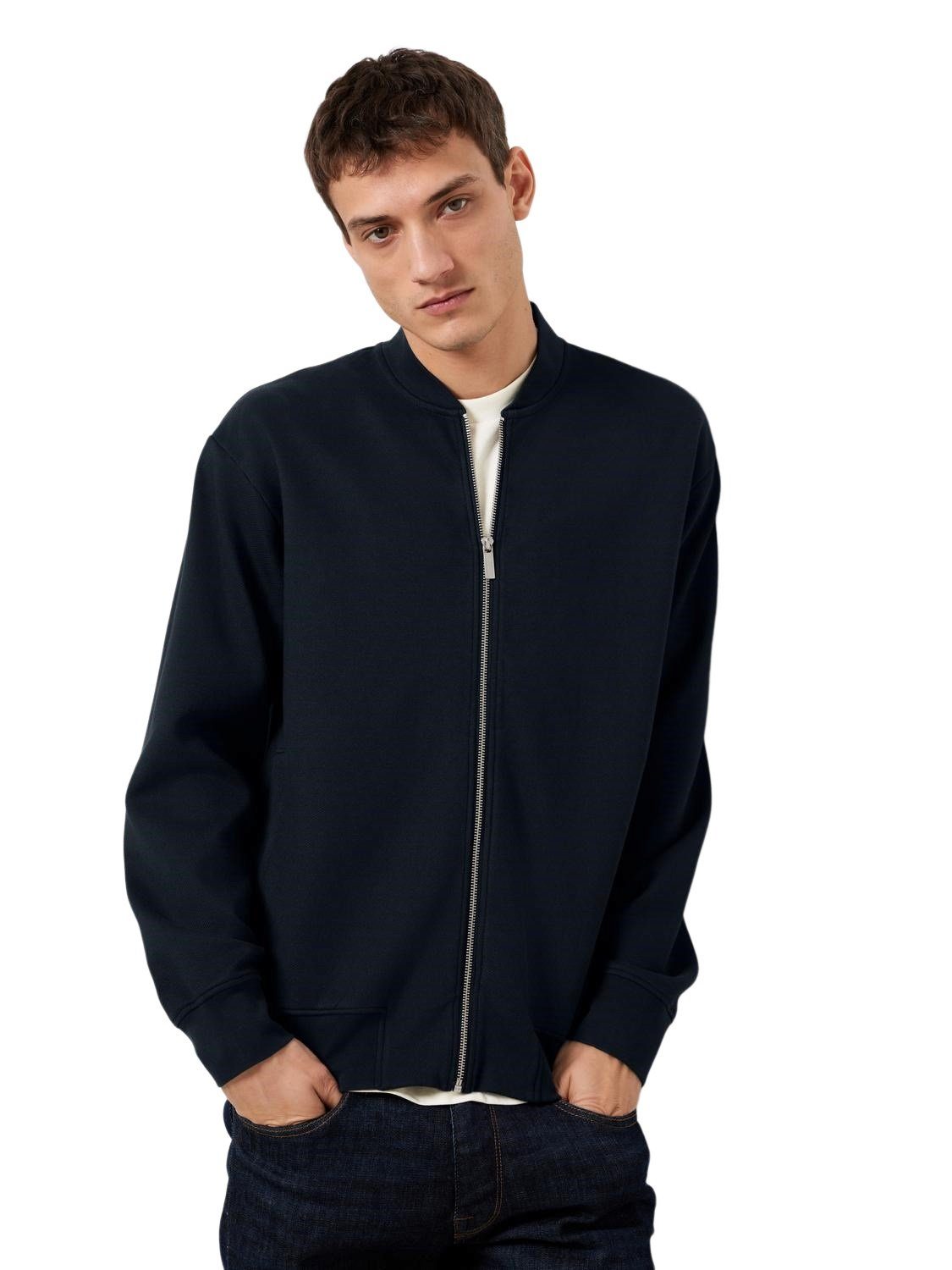 SELECTED HOMME Outdoorjacke SLHMACK SWEAT BOMBER aus Baumwollmix Sky Captain 16092589