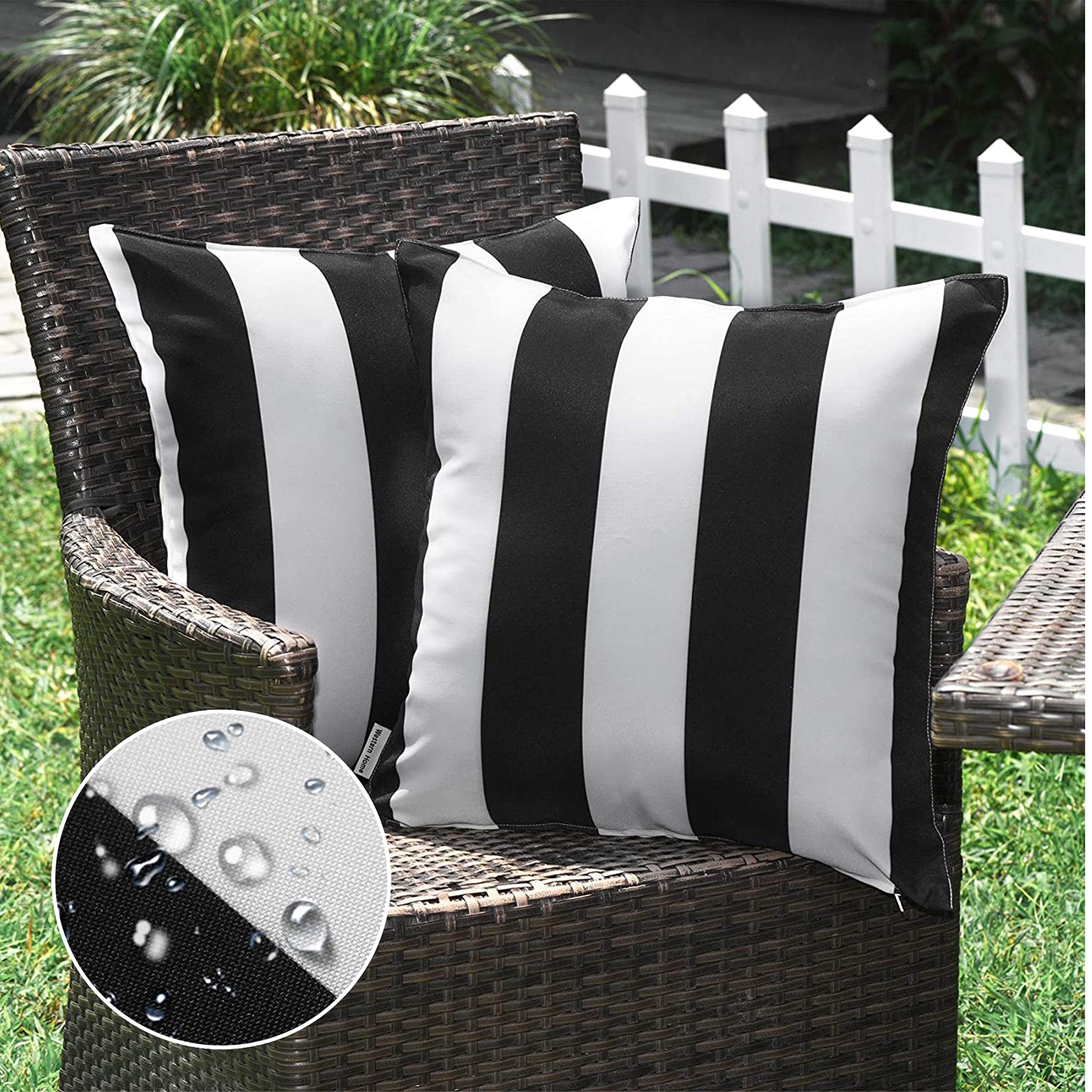 Agger Kissenbezüge Dekorativer,wasserfester Kissenbezug für den Außenbereich (gestreift), 2er-Set (45 x 45 cm)–Geeignet für Terrassen, Zelte, Balkone und Sofas