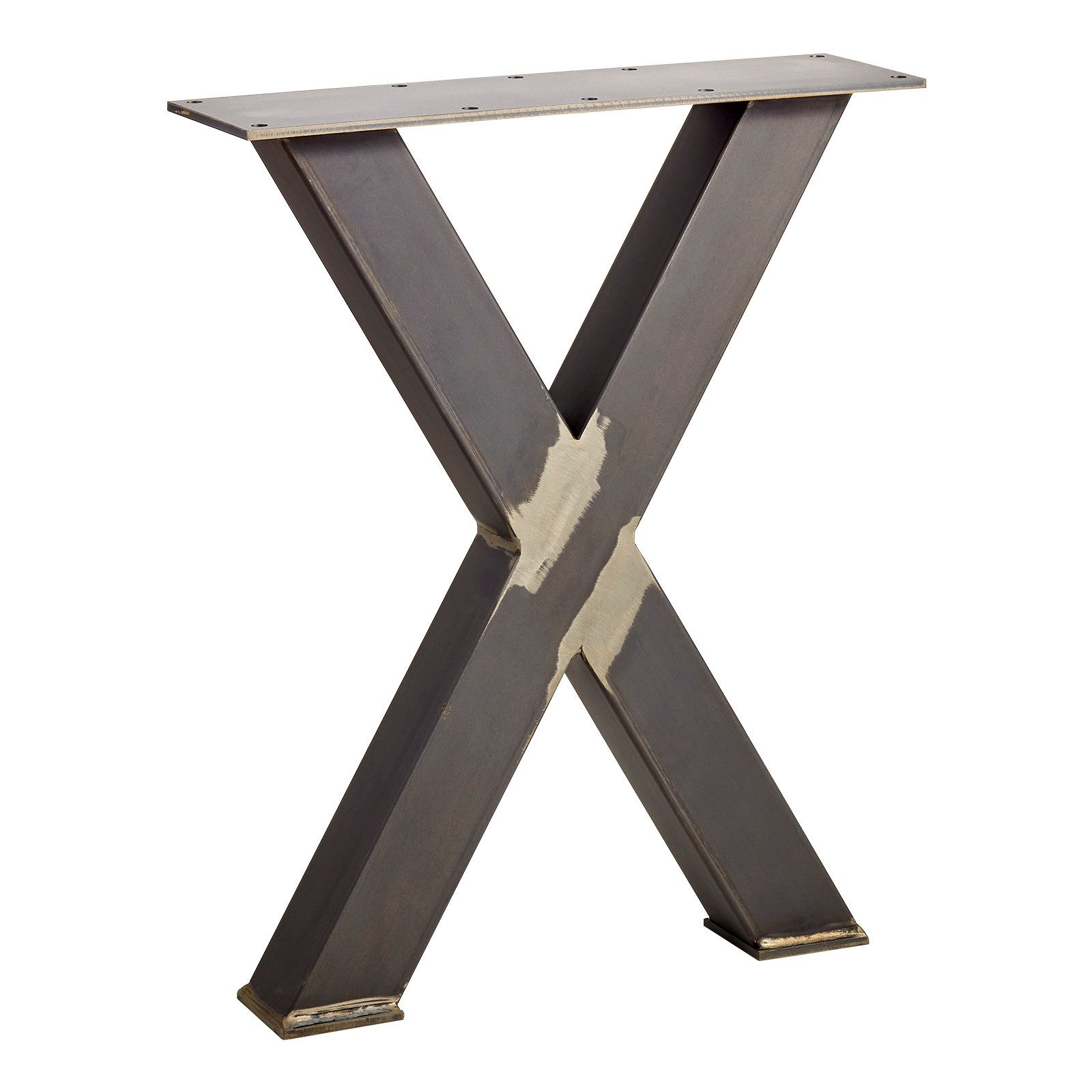 SO-TECH® Möbelfuß Tischgestell Bankgestell Bankuntergestell Tischkufe, (1-St), X-Form Stahl used look Profil 50 x 50mm Höhe 420mm Tiefe 345mm