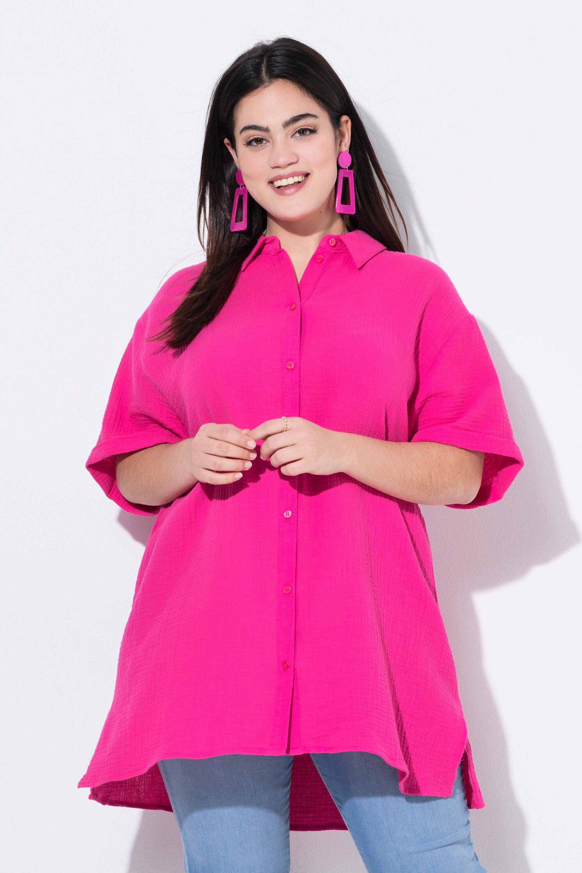 Angel of Style Longbluse Bluse oversized Musselin Auge auf dem Rücken günstig online kaufen