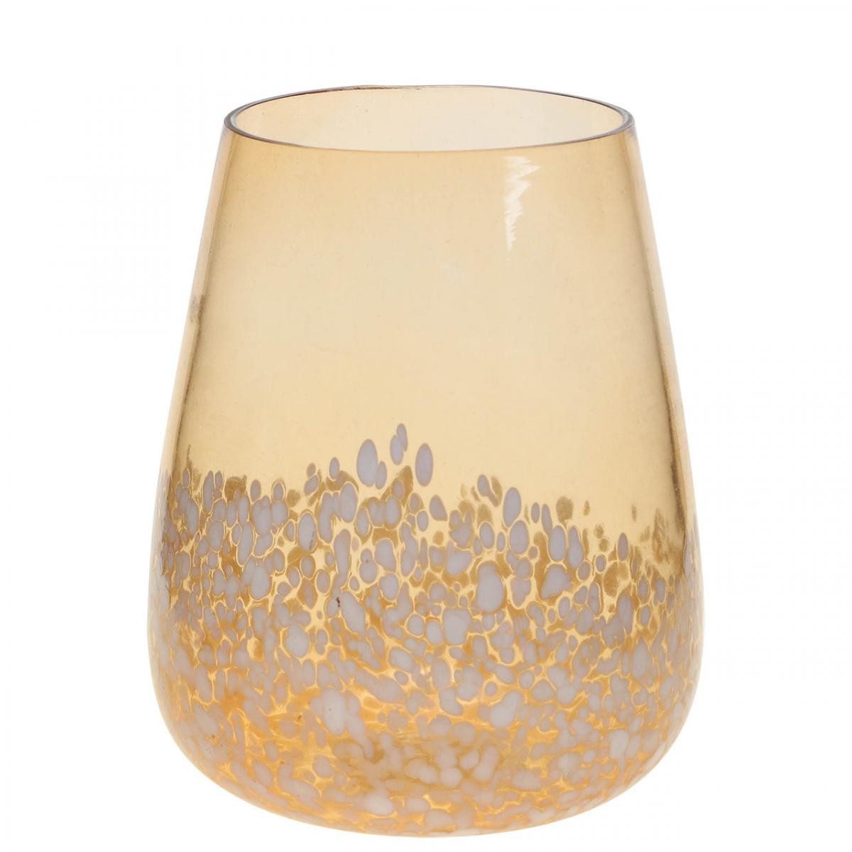 Tischvase Glas Windlicht Teelichthalter Tischdeko Braun Weiß Ø10cm