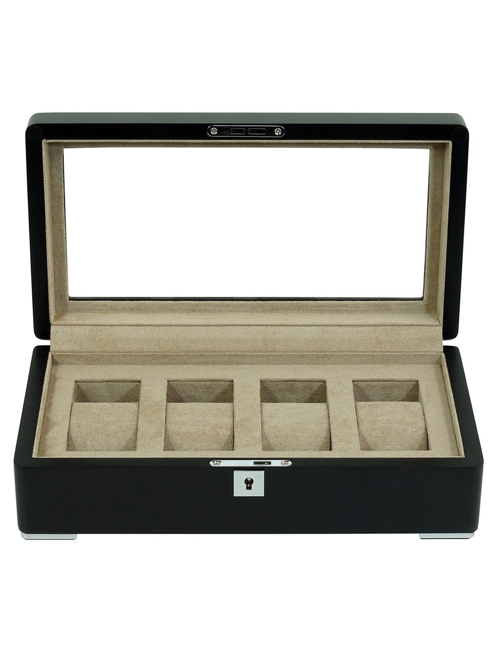 Rothenschild Uhrenbox Rothenschild RS-3420-4-BL-TAN Uhrenbox schwarz [4] mit beigem Samt