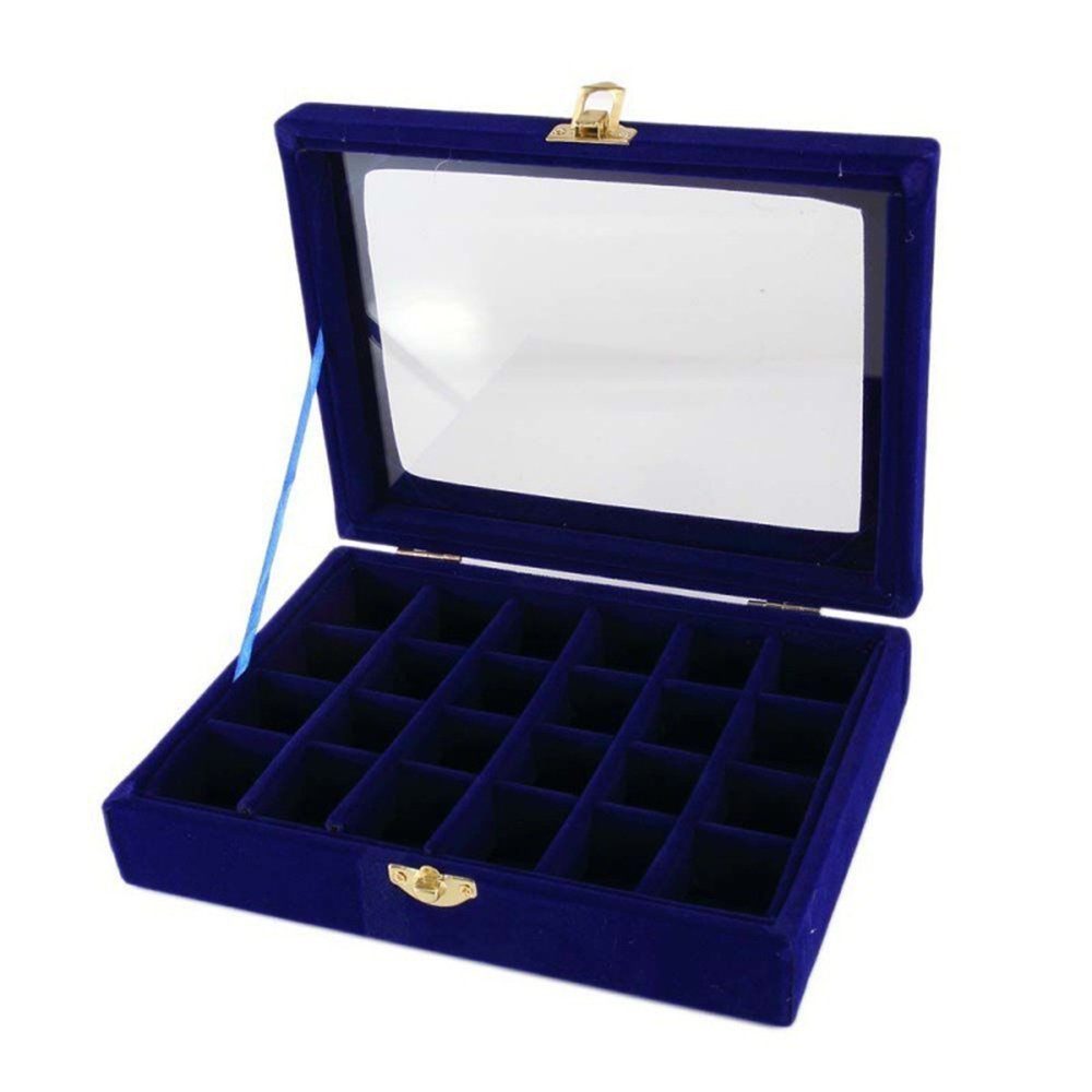 Zimtky Schmuck Etagere Nützlich Schmuck- und Ohrring-Präsentationsbox mit 24 Fächern blau | Schmuckständer