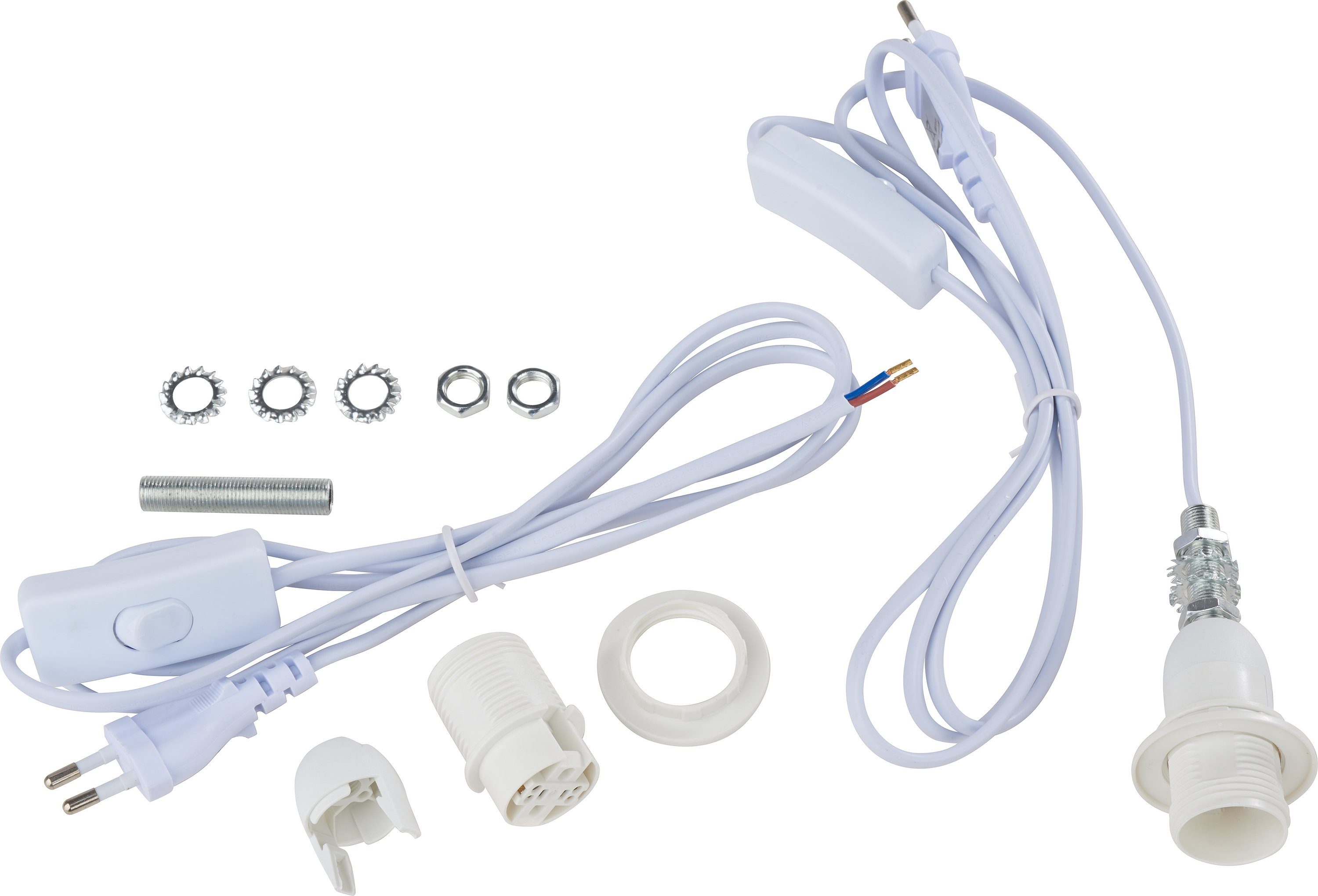 VBS Lampenfassung Lampenanschlusskabel-Set, E14 weiß mit Schalter 2er Pack