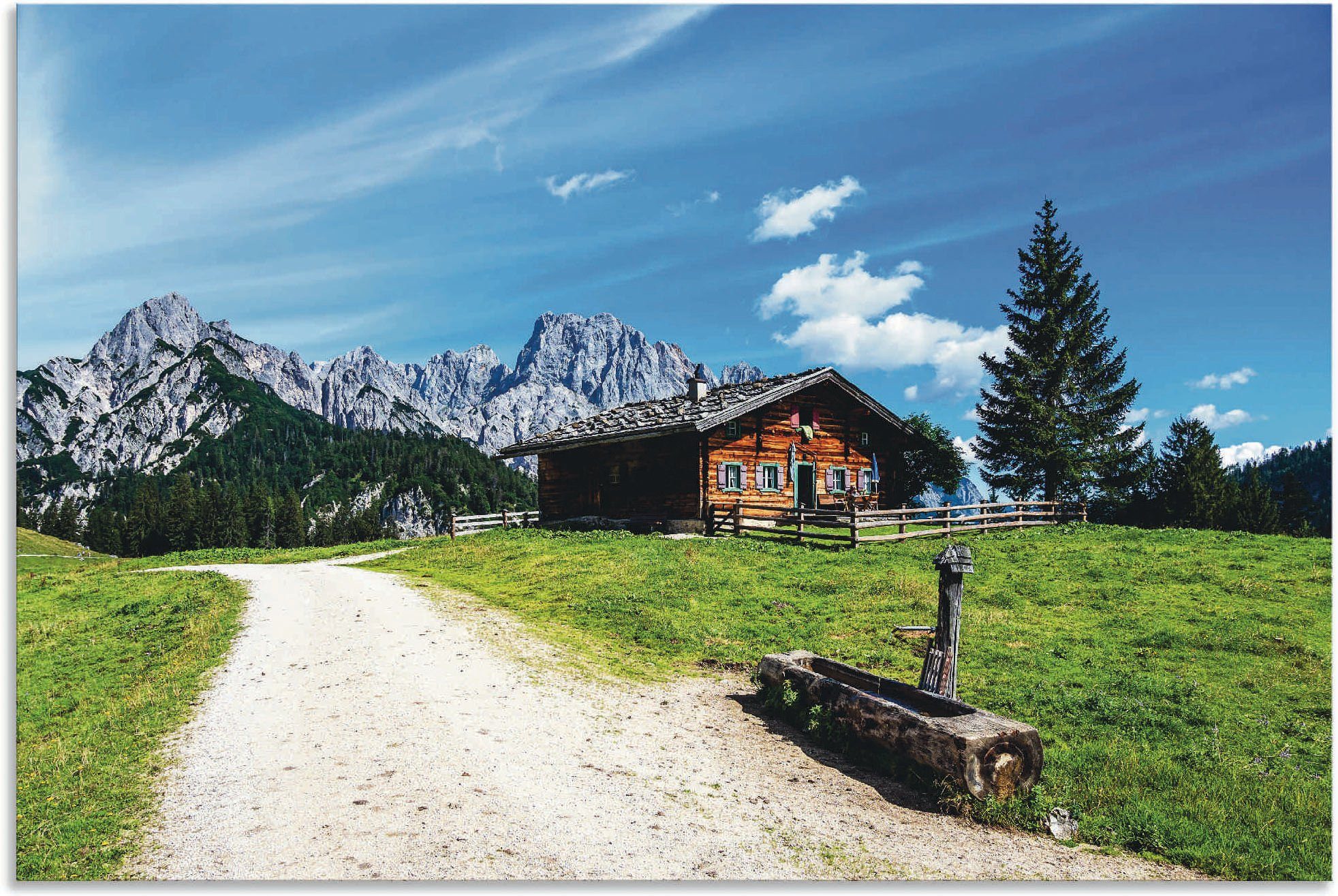 Artland Wandbild »Blick auf die Litzlalm mit Hütte«, Berge & Alpenbilder (1 Stück), in vielen Größen & Produktarten - Alubild / Outdoorbild für den Außenbereich, Leinwandbild, Poster, Wandaufkleber / Wandtattoo auch für Badezimmer geeignet-Otto