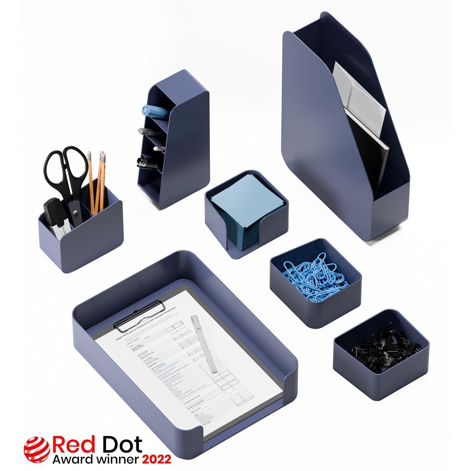 Organizer Schreibtisch-Organizer mit RED DOT Design Award (Büro-Set, 7-teilig), 100% recycelte Materialien, multifunktional, platzsparend