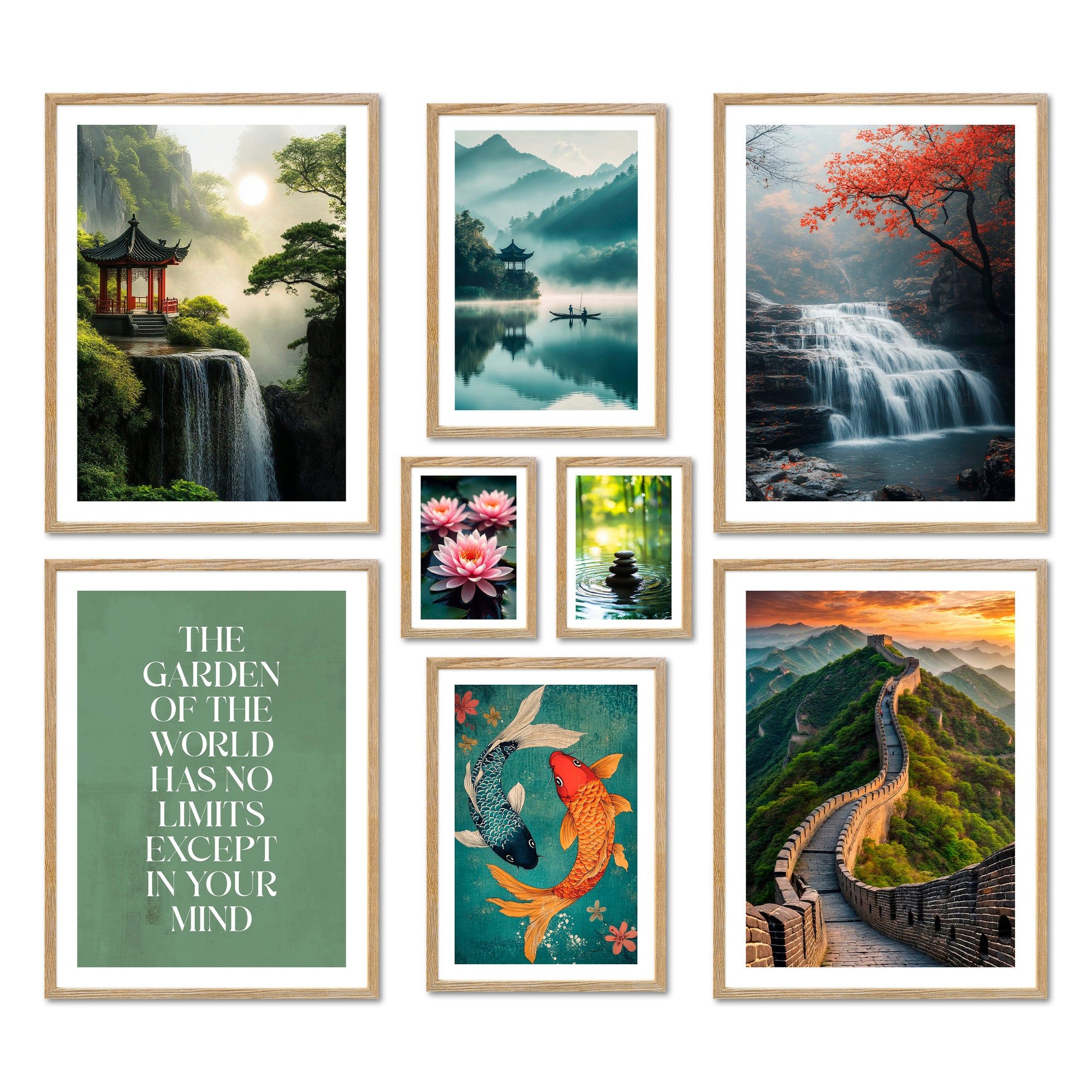 Bilder-Collage Poster Set - Feng Shui - Deko Wandbilder feng shui, china, wasserfall