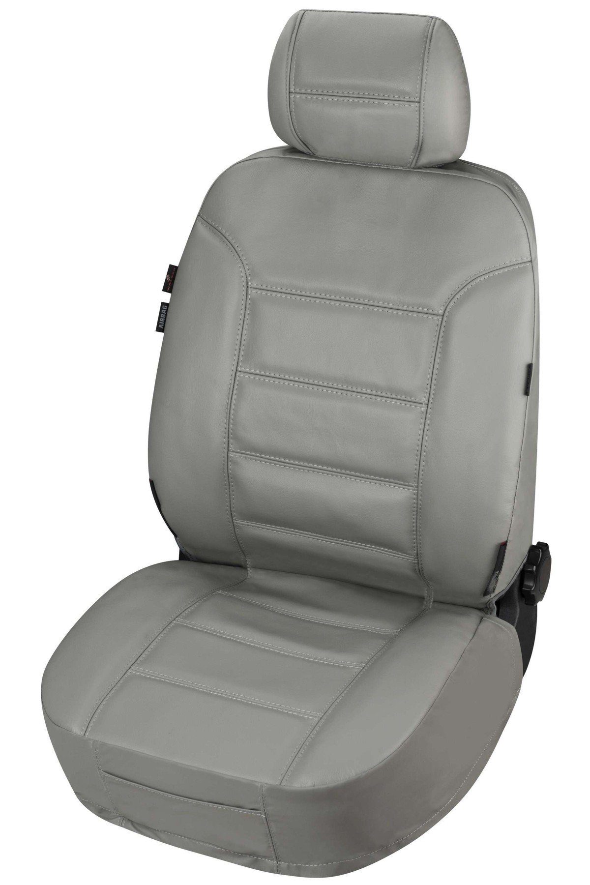 WALSER Autositzbezug ZIPP IT Universal Echt Leder Auto Sitzbezug grau  Schonbezug RV System