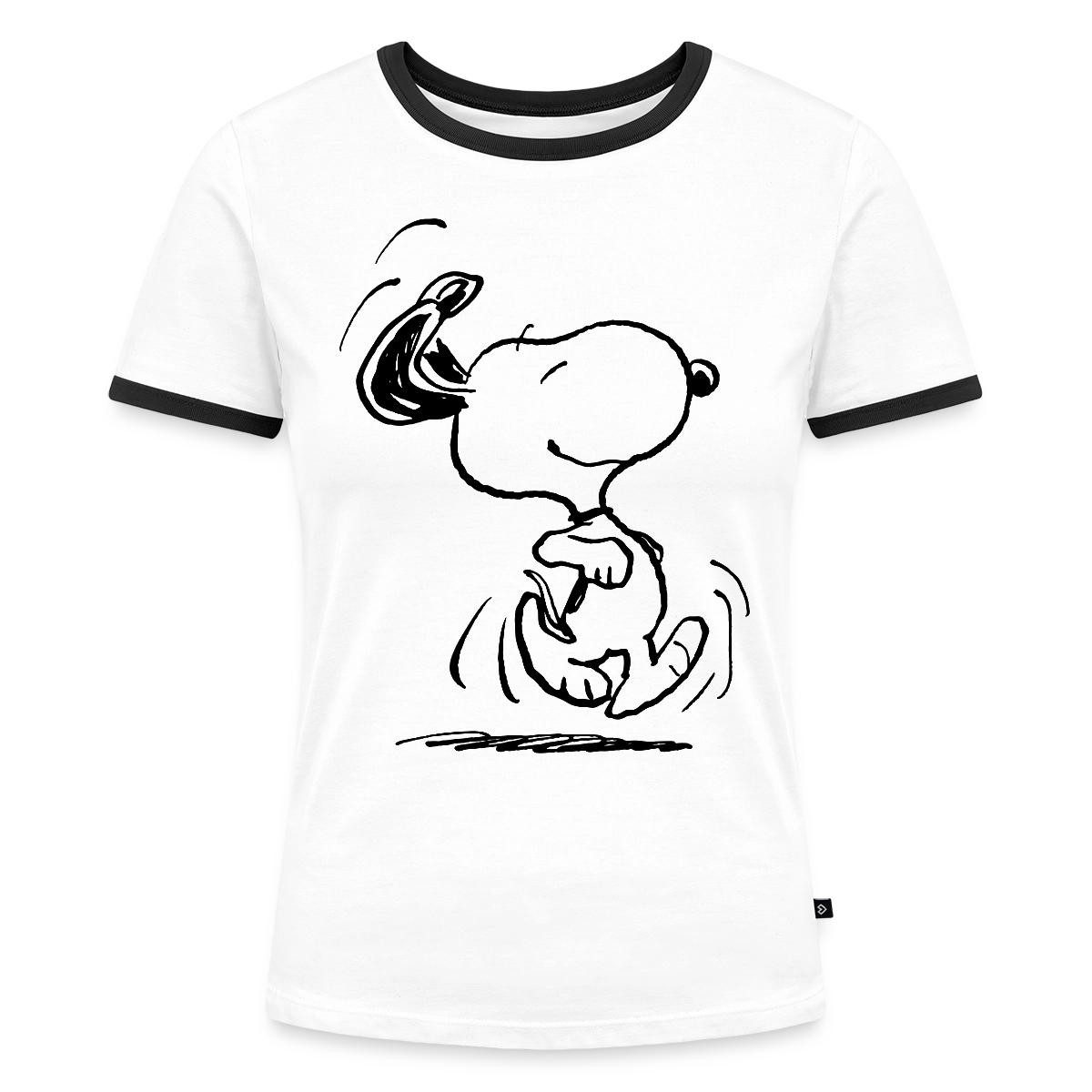 Spreadshirt T-Shirt Peanuts Snoopy Happy Frauen Kontrast T-Shirt (1-tlg)