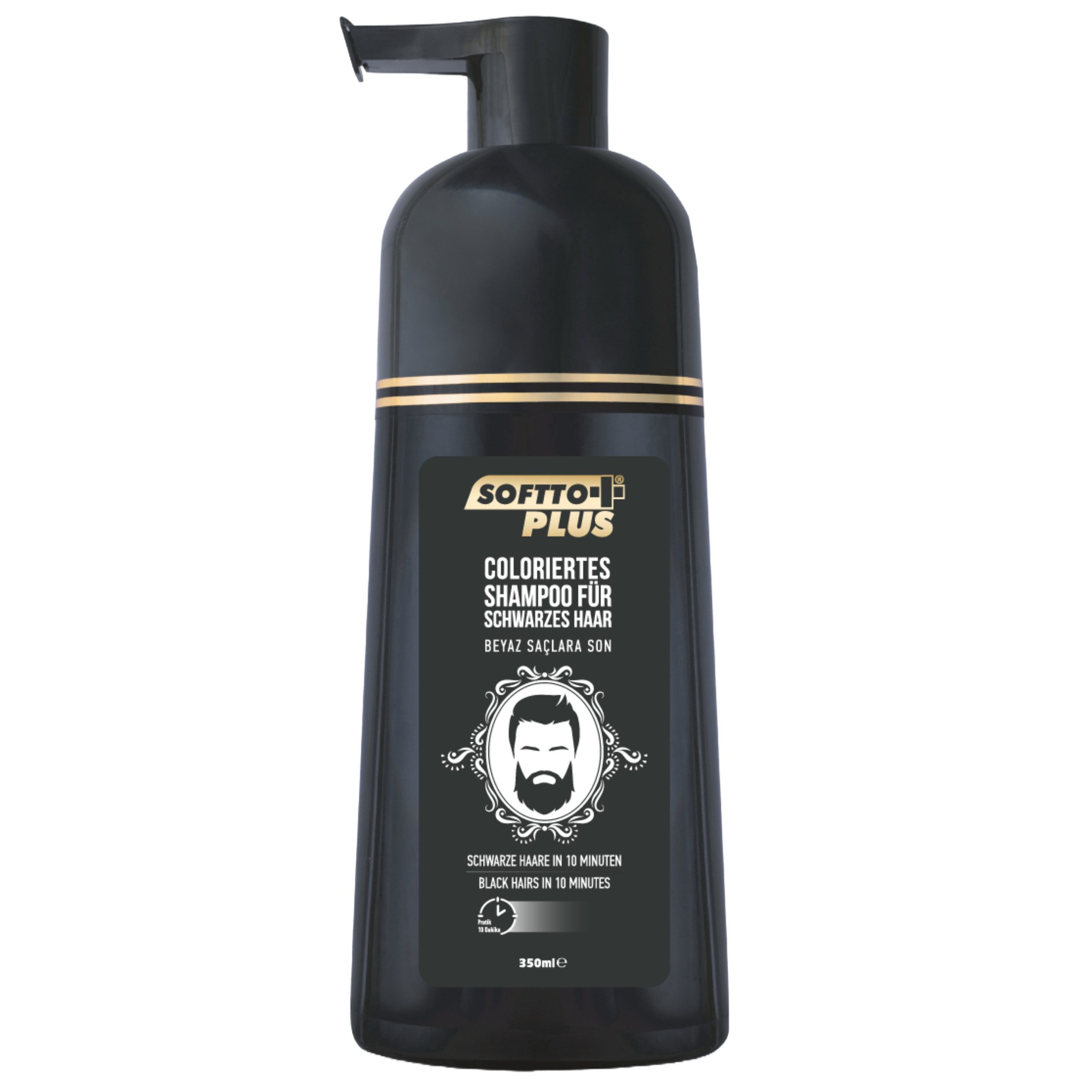 Softto Plus Haarshampoo Black Hair Shampoo – Abdeckung weißer & grauer Haare, 350 ml