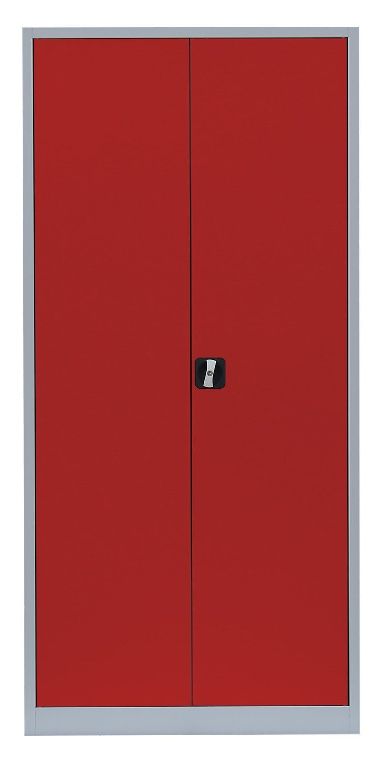 Aktenschrank 7035 keine Steelboxx RAL Feuerrot (1-St) Lichtgrau/ 3000 RAL montiert, Mehrzweckschrank 195x92,5x42,2cm Lichtgrau Komplett Korpus: Metallschrank notwendig abschließbar Türen: Büroschrank Montage |