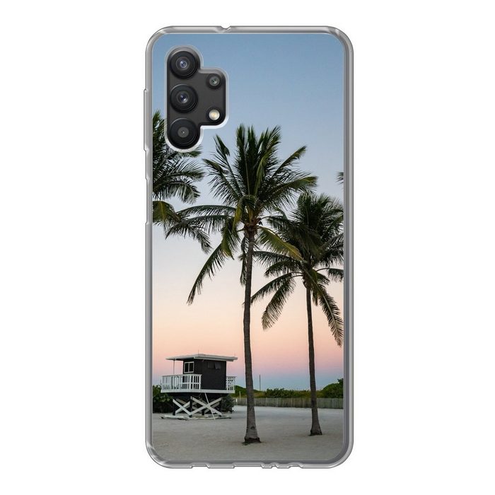 MuchoWow Handyhülle Die Palmenreihe am Strand Handyhülle Samsung Galaxy A32 5G Smartphone-Bumper Print Handy
