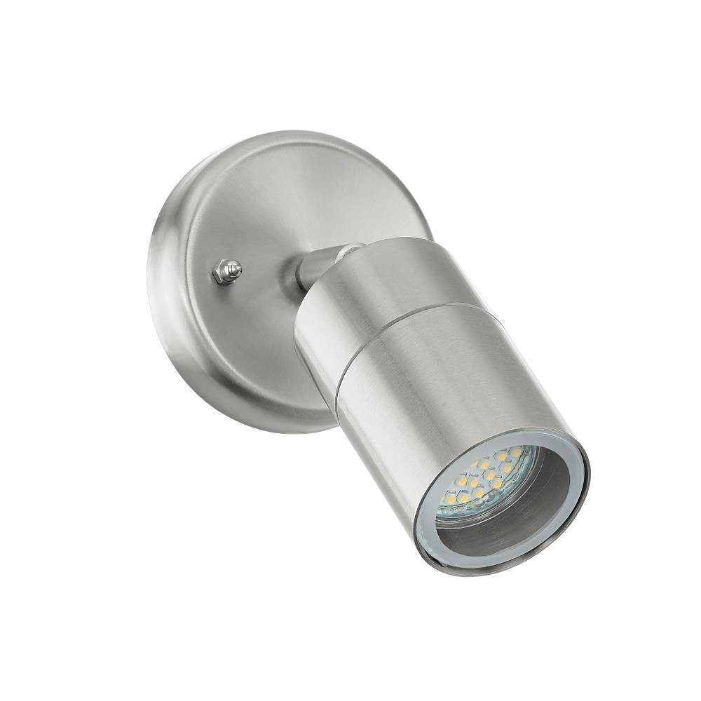 EGLO LED Außen-Wandleuchte STOCKHOLM1 Spot, Wandspot, Außenleuchte, Eddelstahl, silber, IP44, LED wechselbar, Warmweiß, Eckmontage möglich, GU10, Garten, Terras – Bild 3 von 5