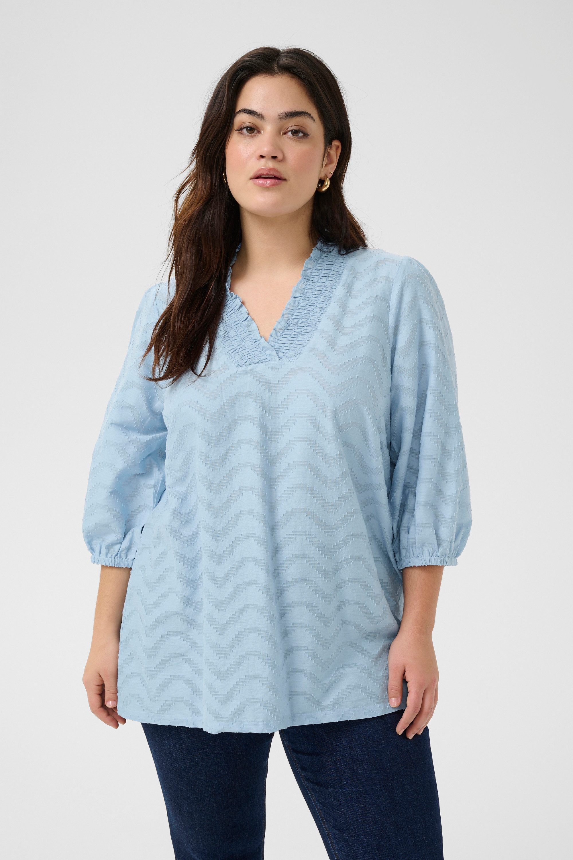 KAFFE Curve Langarm-Bluse KCvitana Große Größen