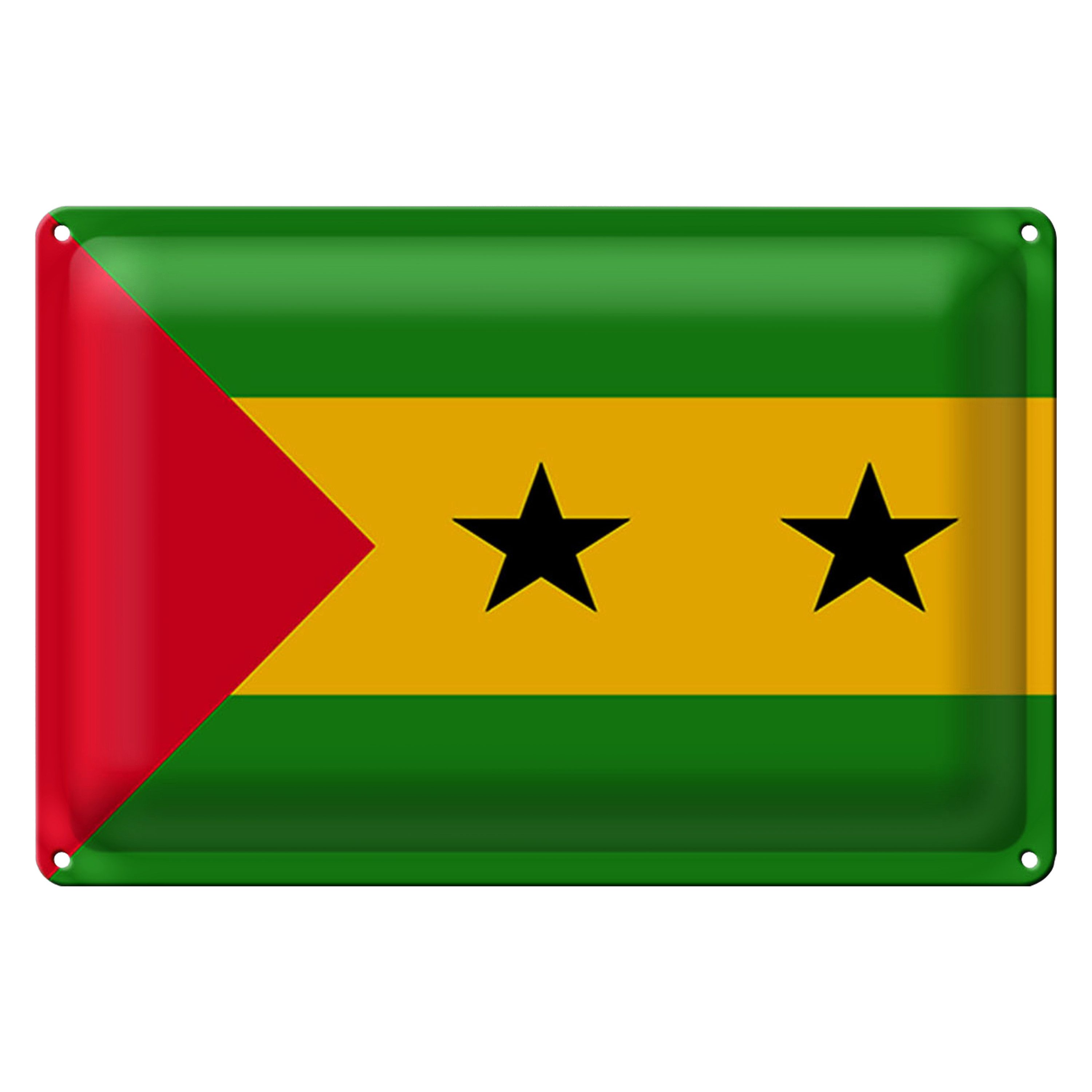 Roomando Metallschild Blechschild Flagge São Tomé und Príncipe 30x20cm São Tomé