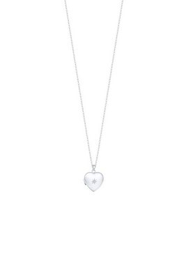 Elli DIAMONDS Kette mit Anhänger Herz Amulett Diamant (0.03 ct) 925 Sterling Silber