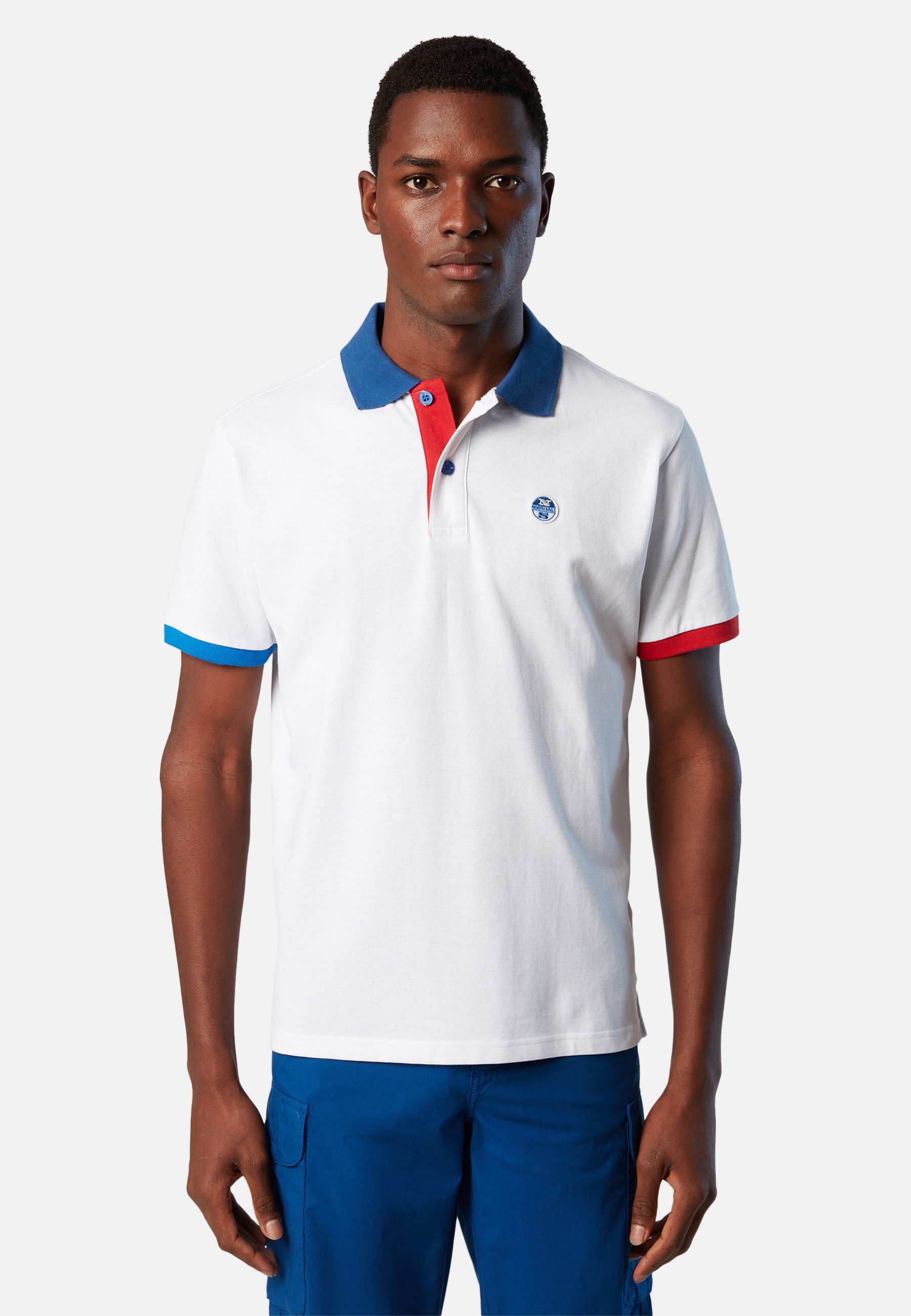 North Sails Poloshirt Poloshirt aus klassischem Bio-Baumwolle weiss Design mit