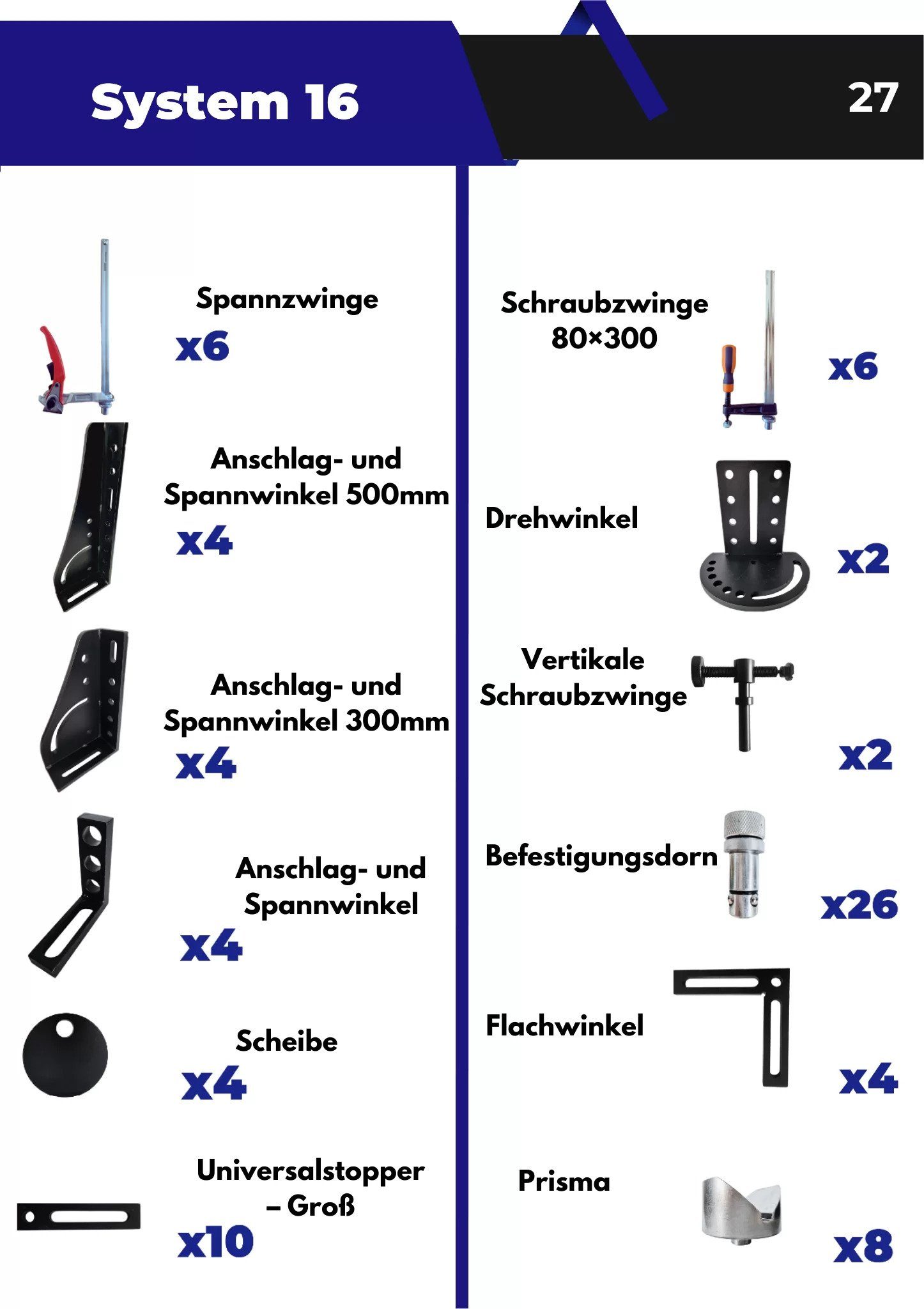 Oxylon Schweißtisch Zubehörwerkzeuge für Ø Werkzeugsatz, Schweißtische, 80-teilig 16/28