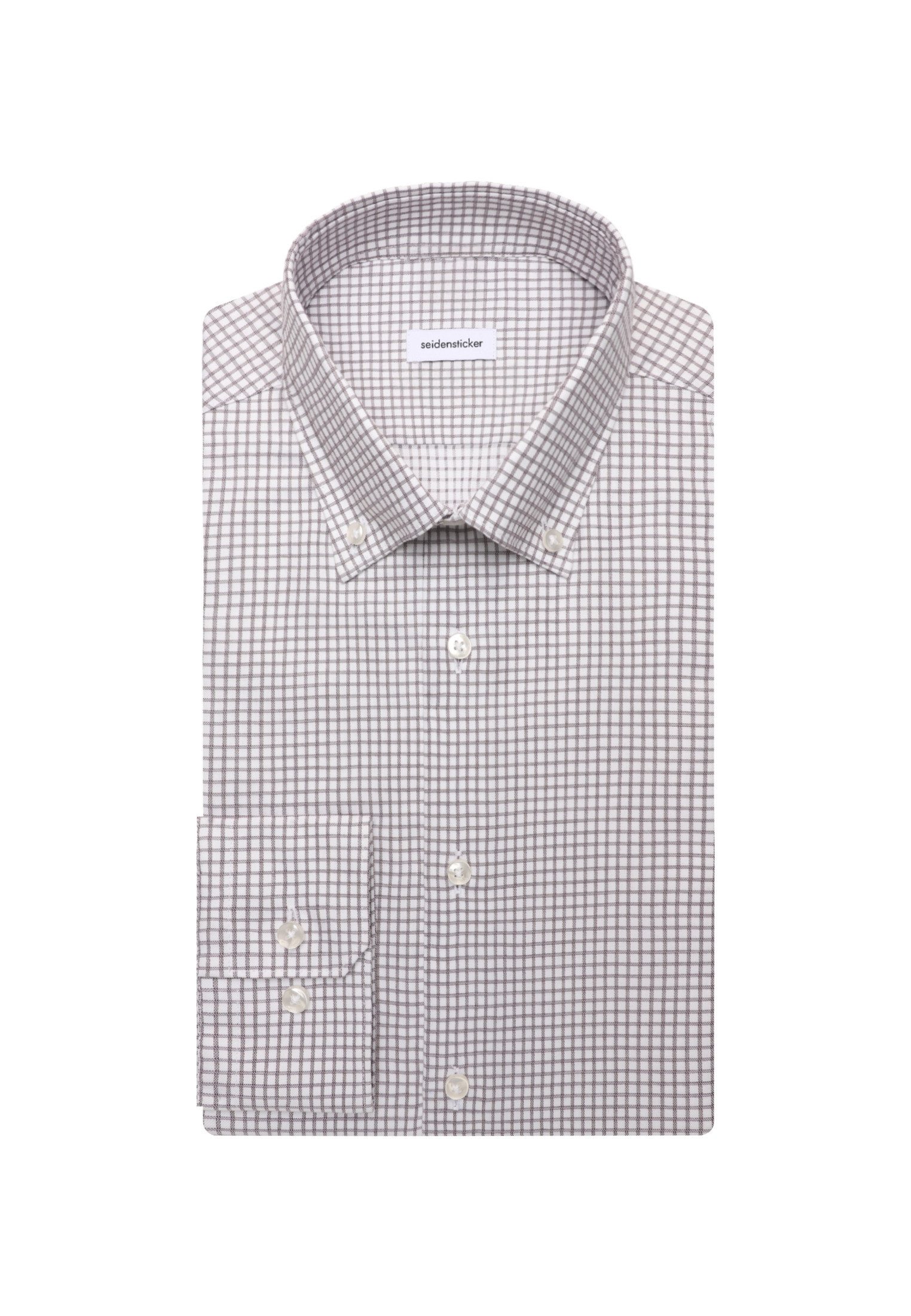 seidensticker Businesshemd Schwarze Rose Shaped 1/1 Button-Down-Kragen Karo