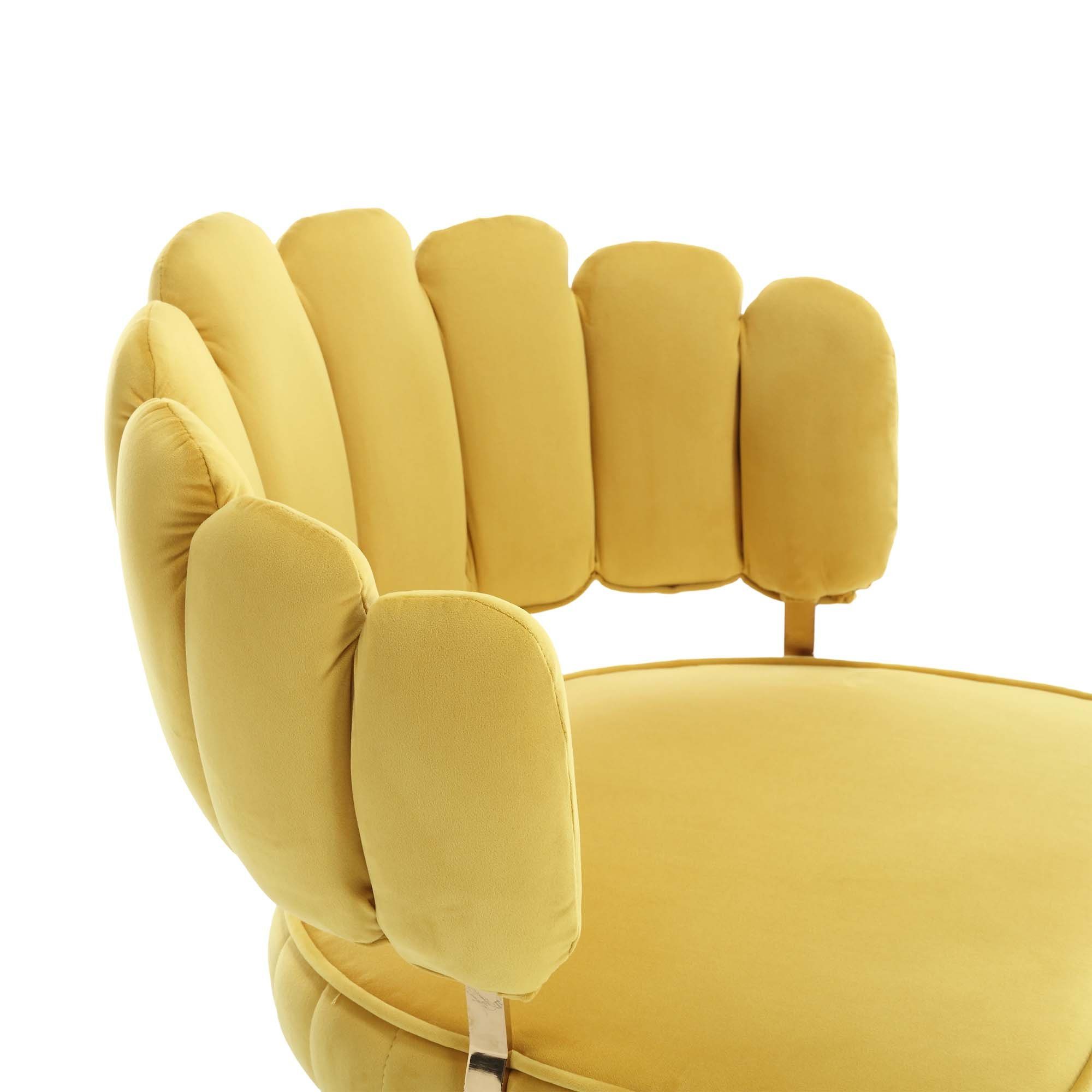 gelb Armlehnensessel Lehnsessel goldenen Einzelsessel Freizeitsessel Füßen) (mit WISHDOR Loungesessel