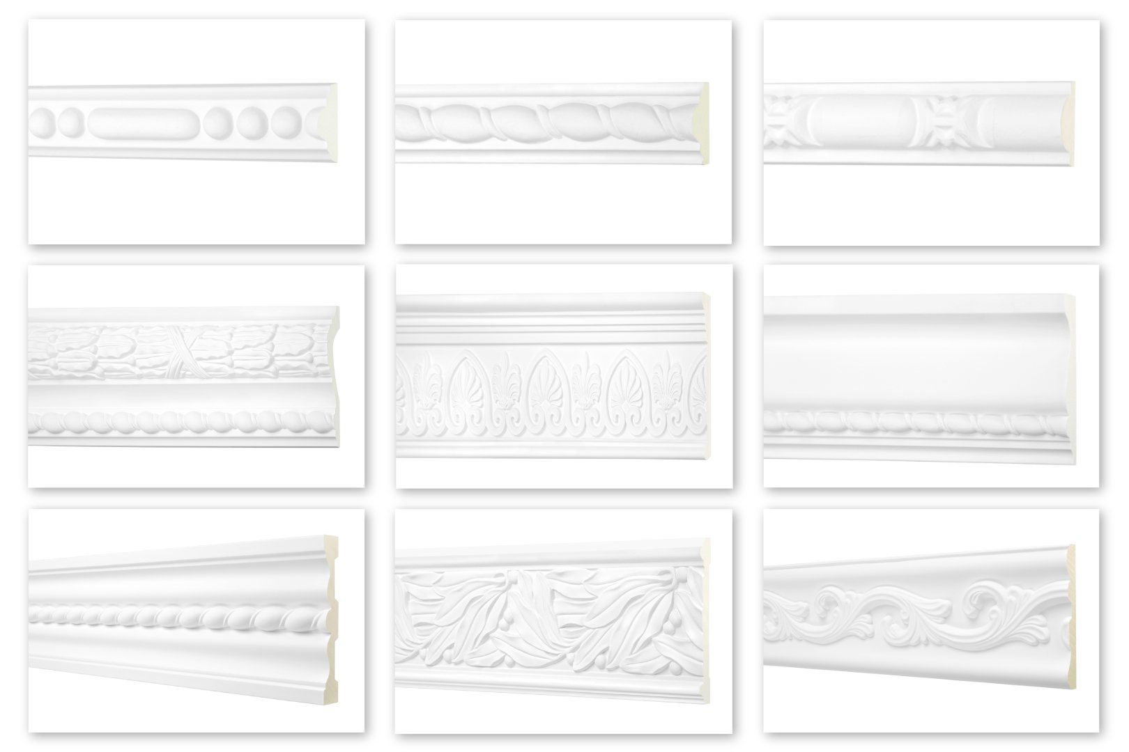 Hexim Perfect Stuckleiste, AC263 - 25x10mm, Flachprofile aus PU Serie 2 - Stuckprofil gemustert, weißes Zierprofil, hart & stoßfest - Wandleiste vorgrundiert
