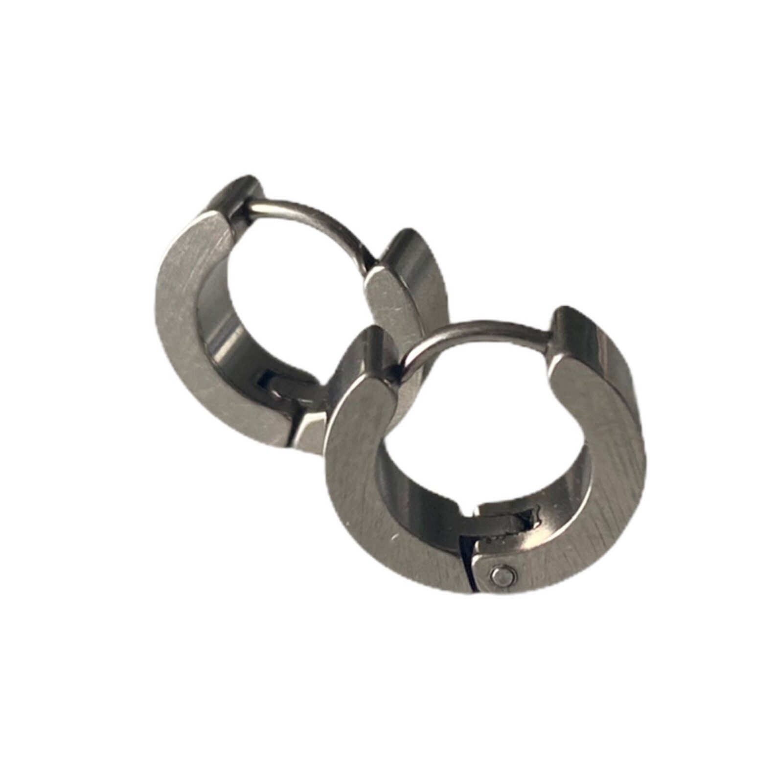 Eden Stone Klappcreolen 1 Paar Matt Silberne Klapp-Creolen – 4mm Dicke, Edelstahl (1-tlg)