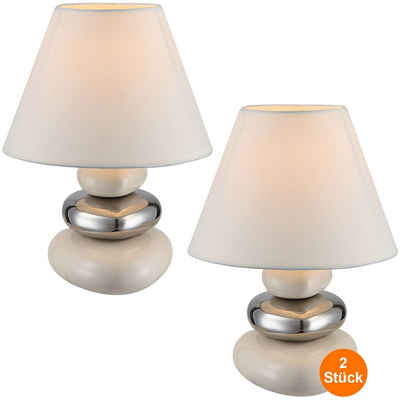 bmf-versand Tischleuchte »Nachttischlampe 2er Set Modern Schlafzimmer Tischlampe Lampenschirm Stoff Beige«