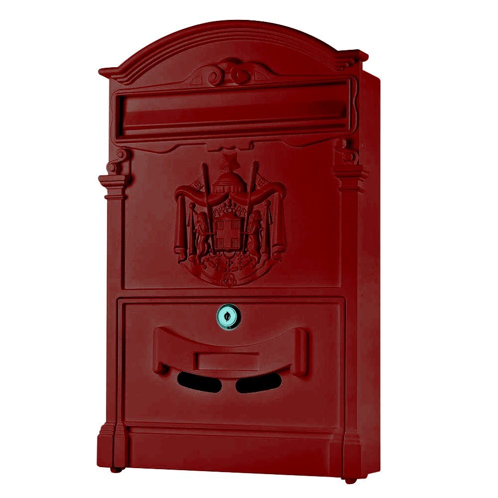 Mucola Wandbriefkasten Briefkastenanlage Letterbox (Stück), inkl. 2 Schlüssel Rot